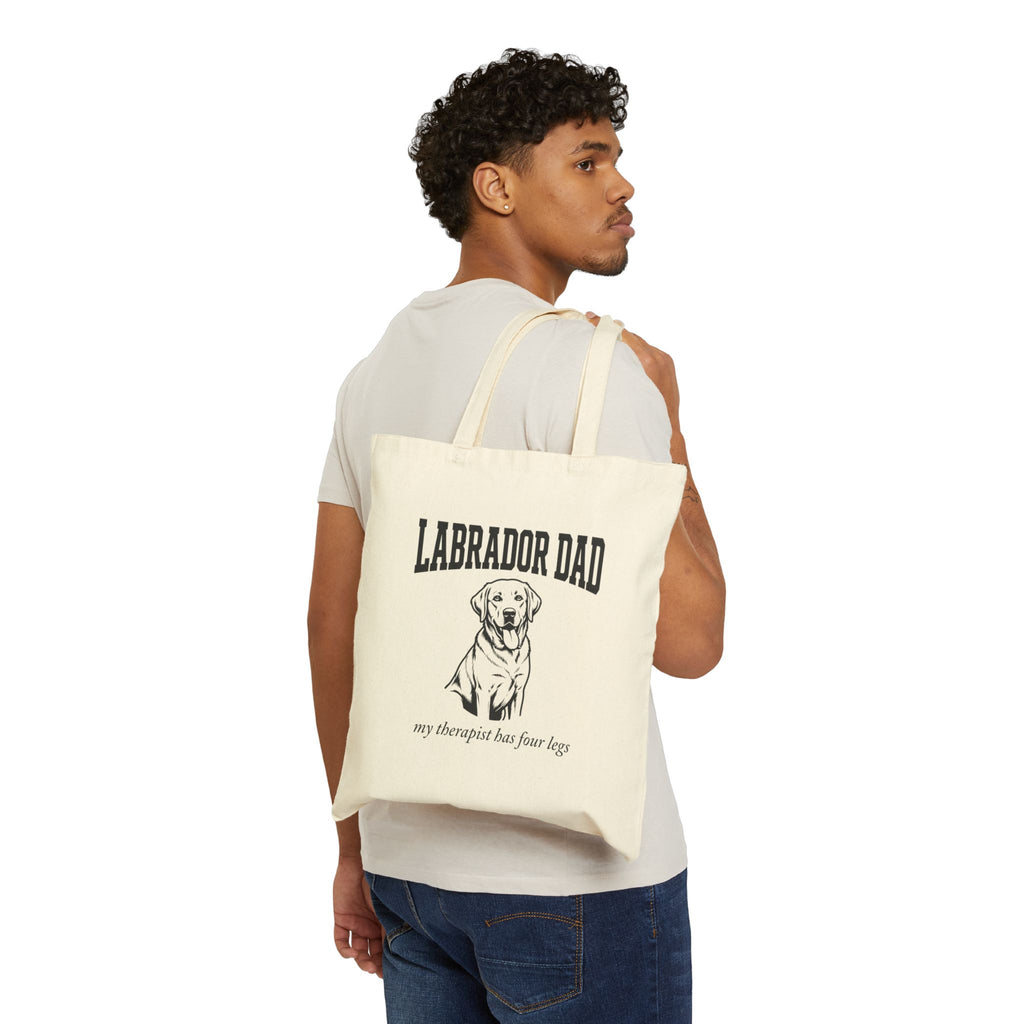 Labrador Dad Tote Bag — My Therapist Has Four Legs | Collegiate Style Lab Dad Canvas Tote | FurEverLoved