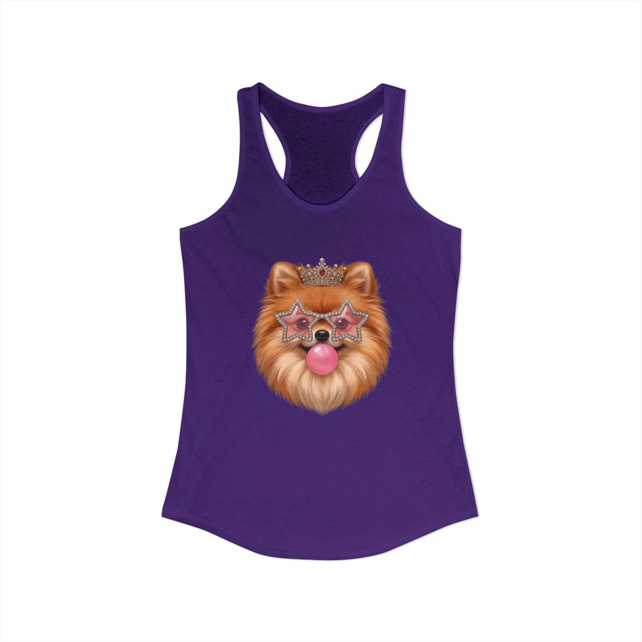 Sassy Pomeranian Racerback Tank — Bubblegum Pom Dog Mom Summer Shirt | FurEverLoved