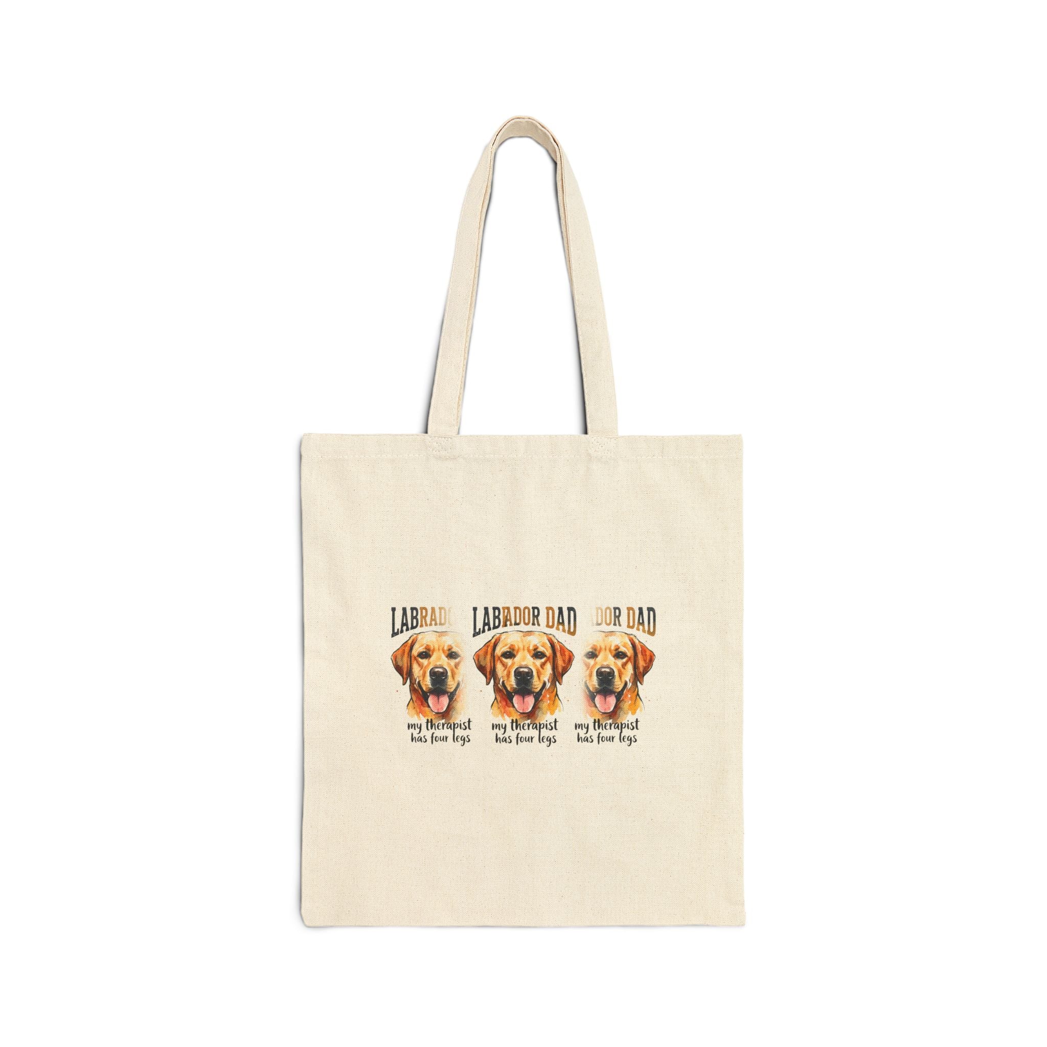 Labrador Dad Tote Bag – My Therapist Has Four Legs | Triple Lab Portrait Canvas Tote Gift