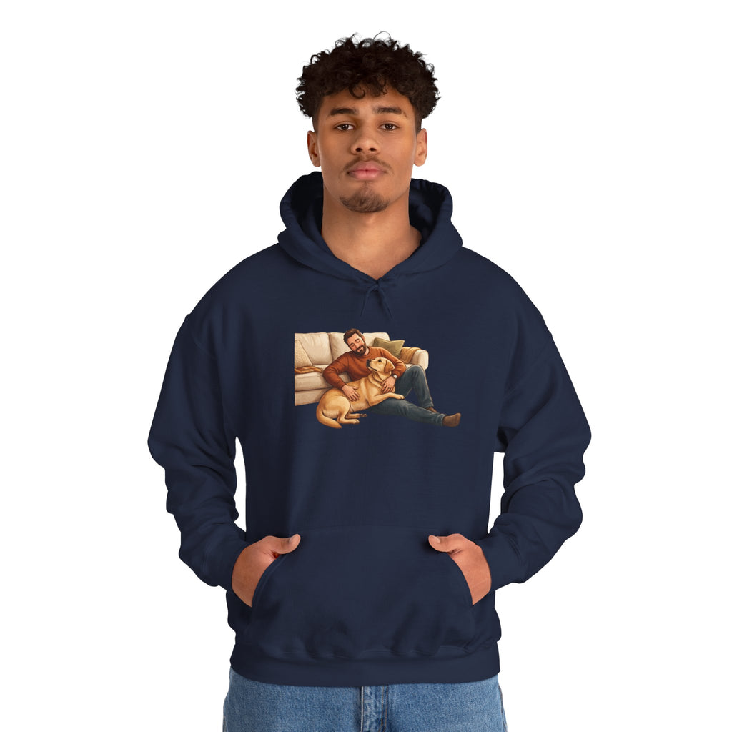 Dog Dad Hoodie — Man & His Lab Couch Cuddles | Cozy Labrador Dad Sweatshirt | FurEverLoved