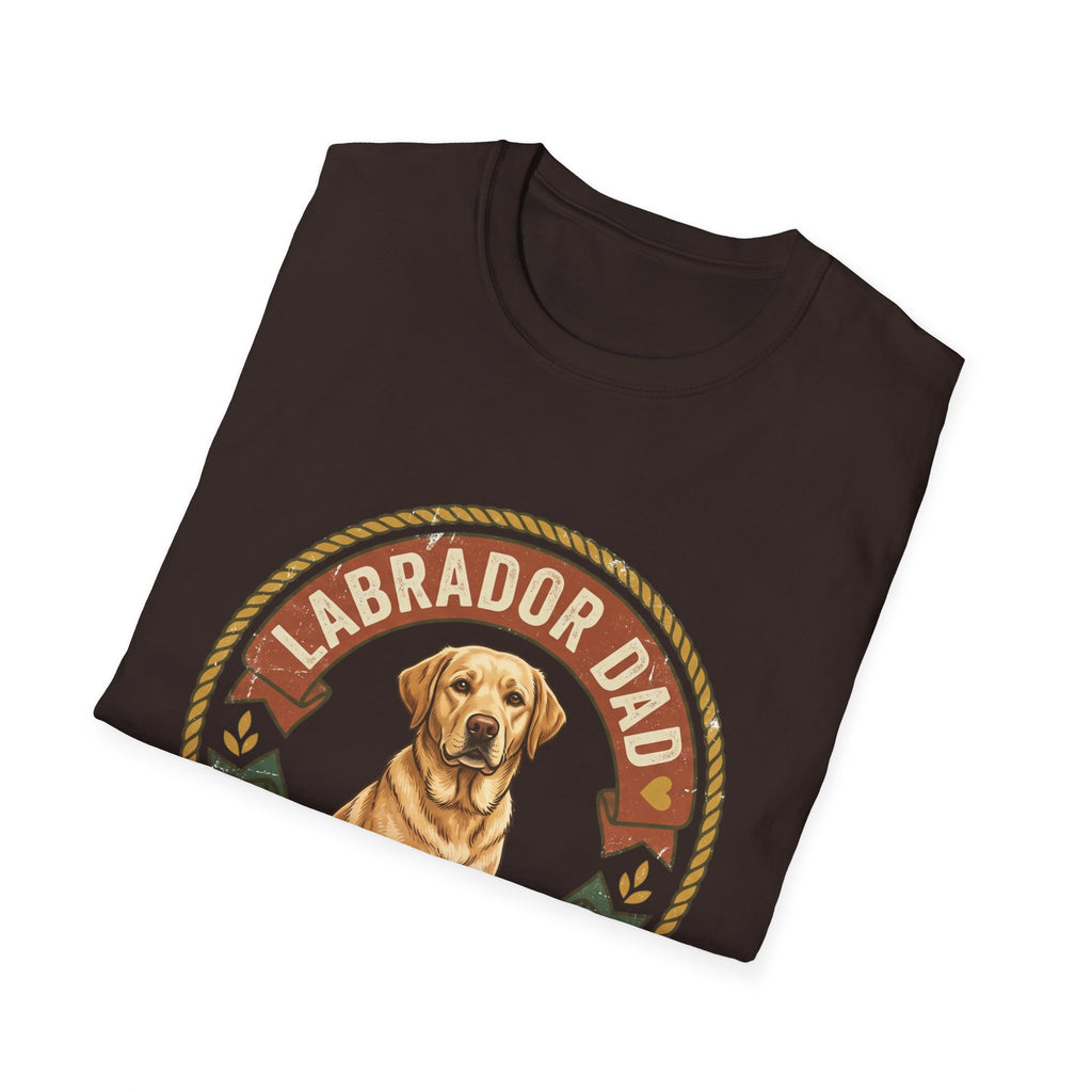 Labrador Dad T-Shirt — My Therapist Has Four Legs | Vintage Badge Rope Circle Lab Tee