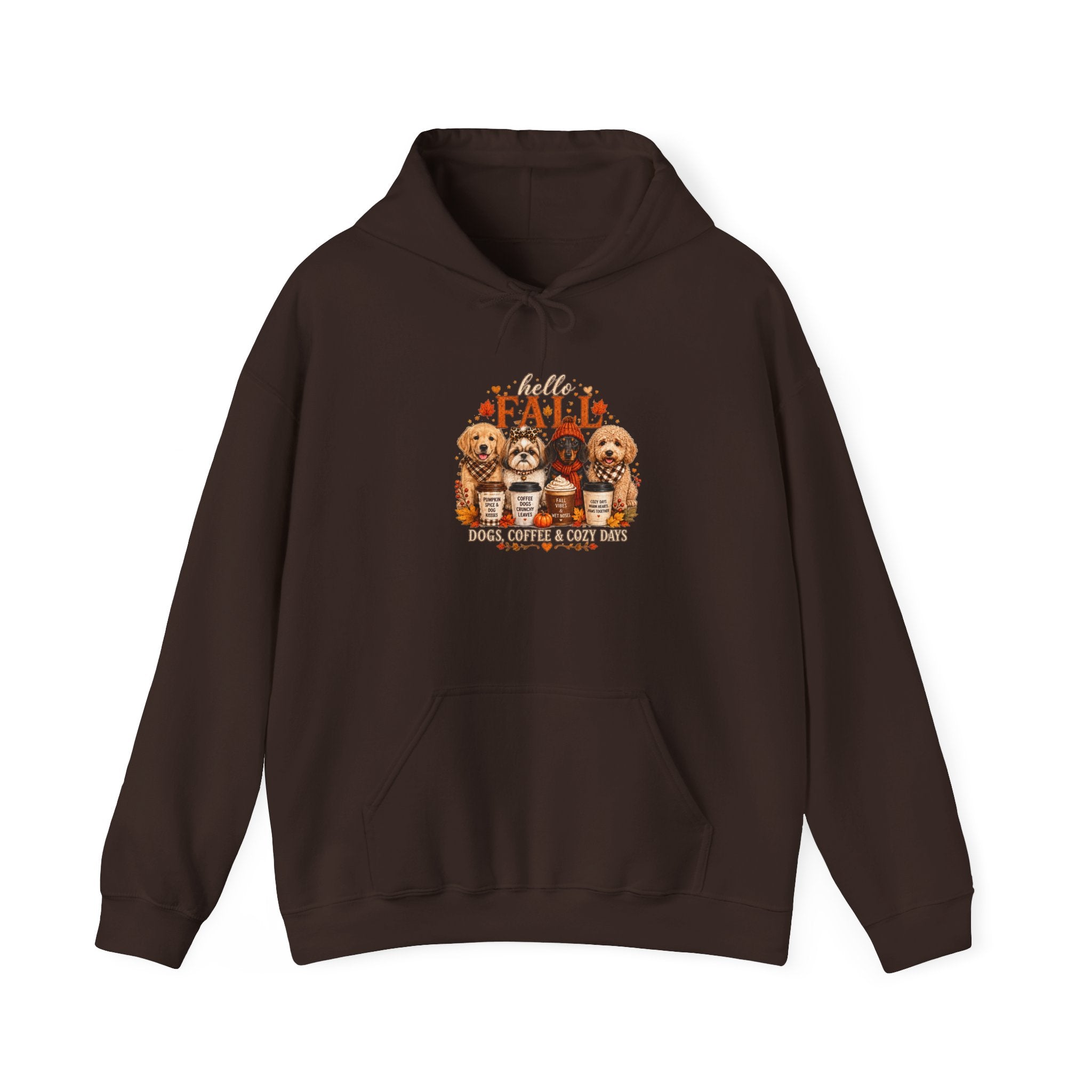 Dog Mom Gift Hoodie — Hello Fall Dogs Coffee & Cozy Days Pullover | FurEverLoved