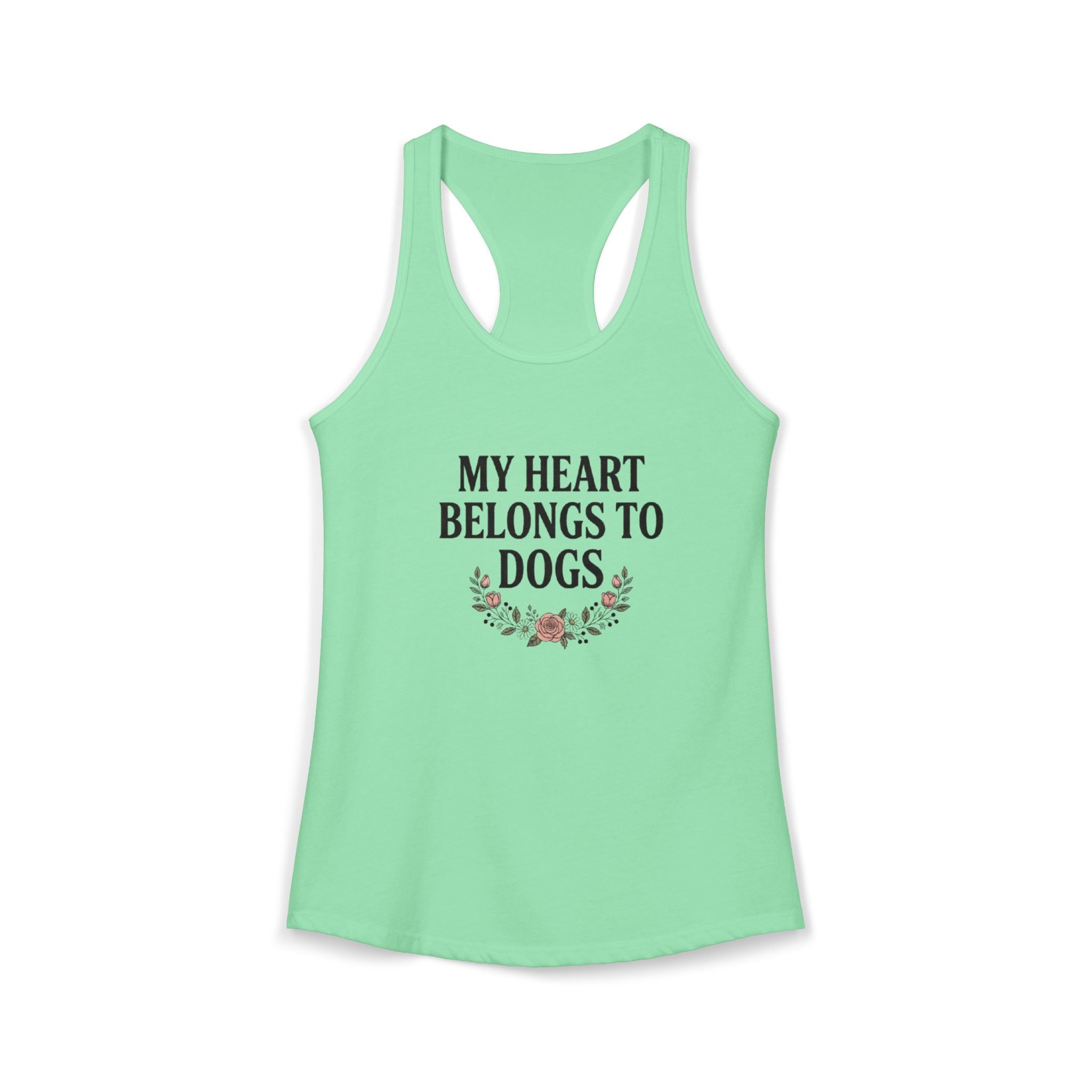 My Heart Belongs to Dogs Tank – Dog Mom Floral Racerback