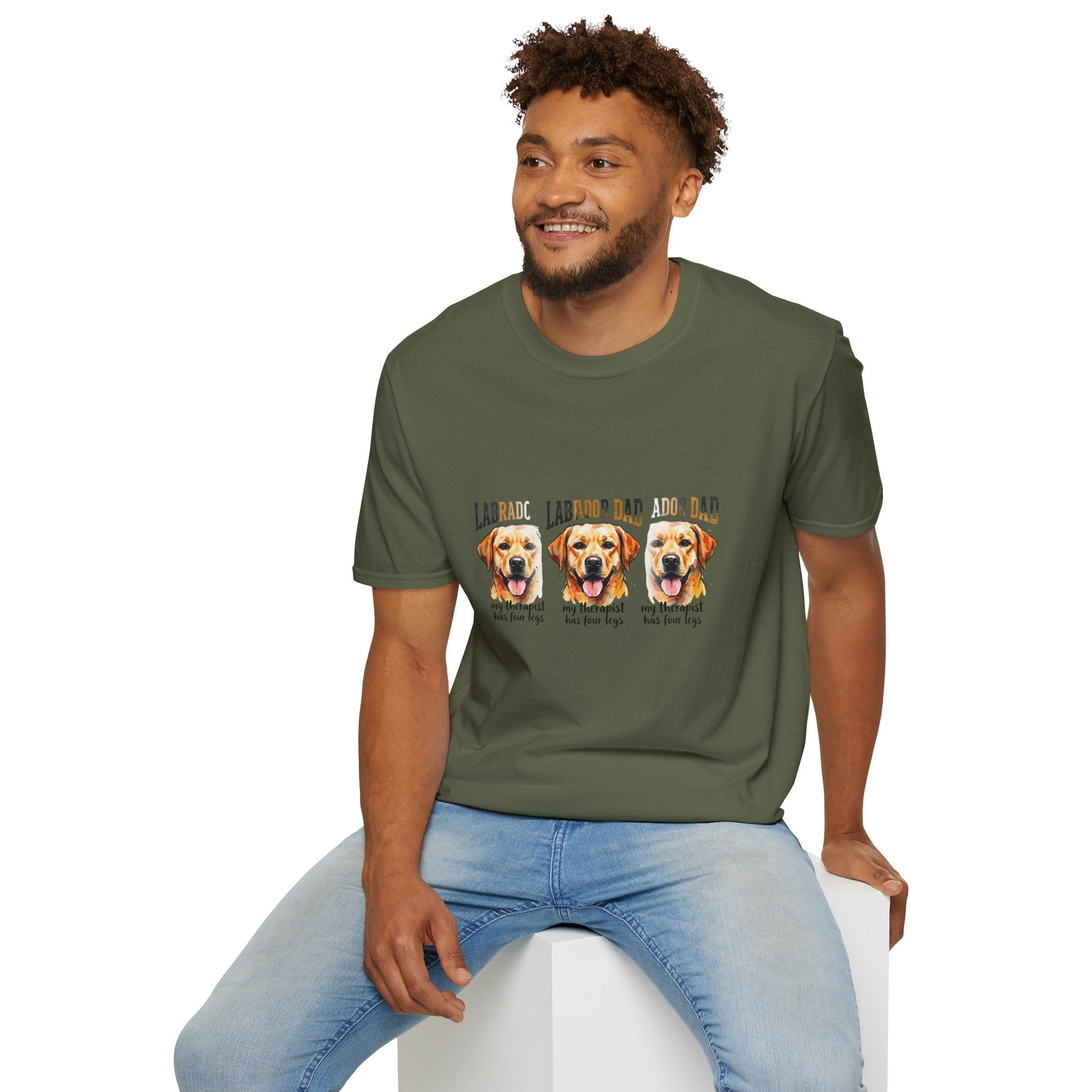 Labrador Dad T-Shirt — My Therapist Has Four Legs | Triple Watercolor Lab Portrait Tee | FurEverLoved