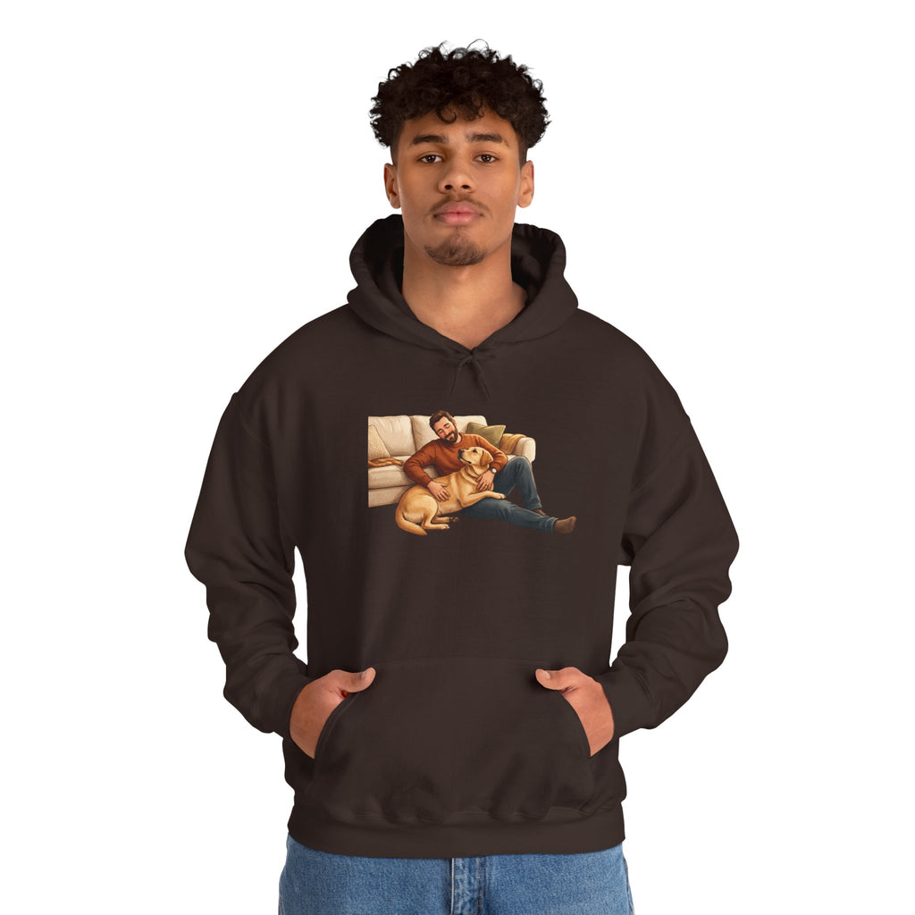 Dog Dad Hoodie — Man & His Lab Couch Cuddles | Cozy Labrador Dad Sweatshirt | FurEverLoved