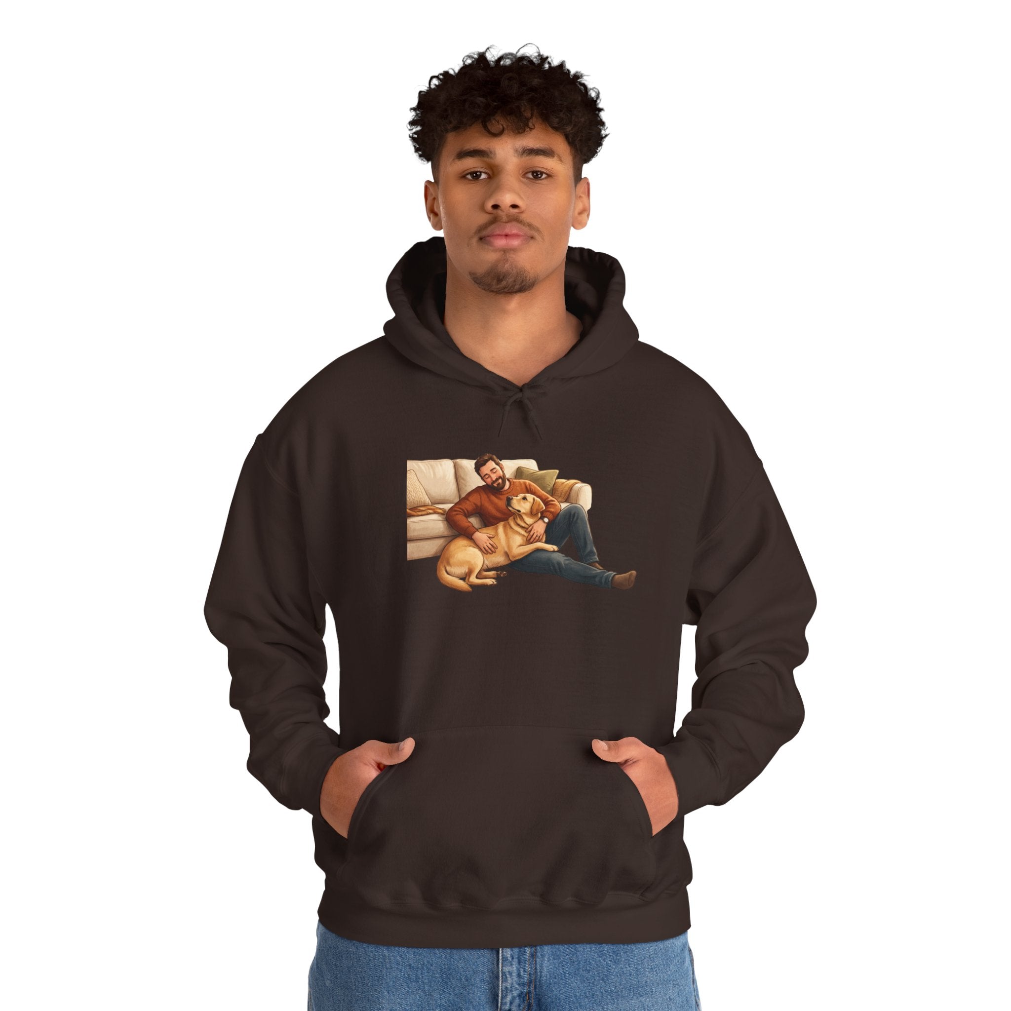 Dog Dad Hoodie — Man & His Lab Couch Cuddles | Cozy Labrador Dad Sweatshirt | FurEverLoved