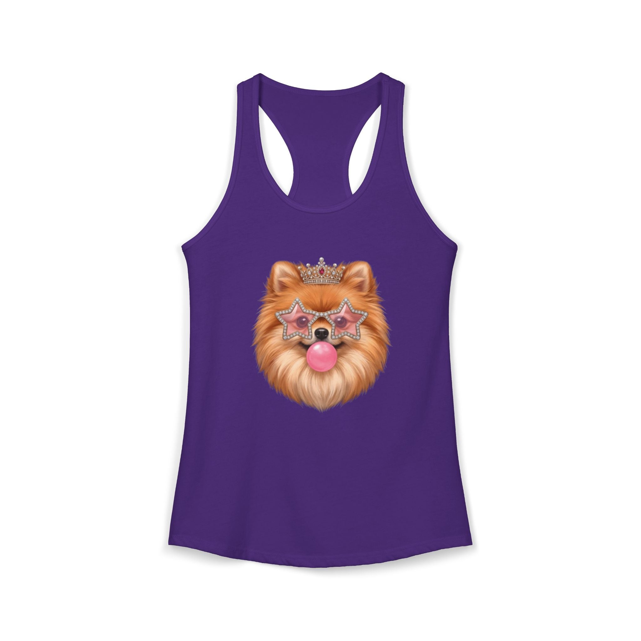 Sassy Pomeranian Racerback Tank — Bubblegum Pom Dog Mom Summer Shirt | FurEverLoved