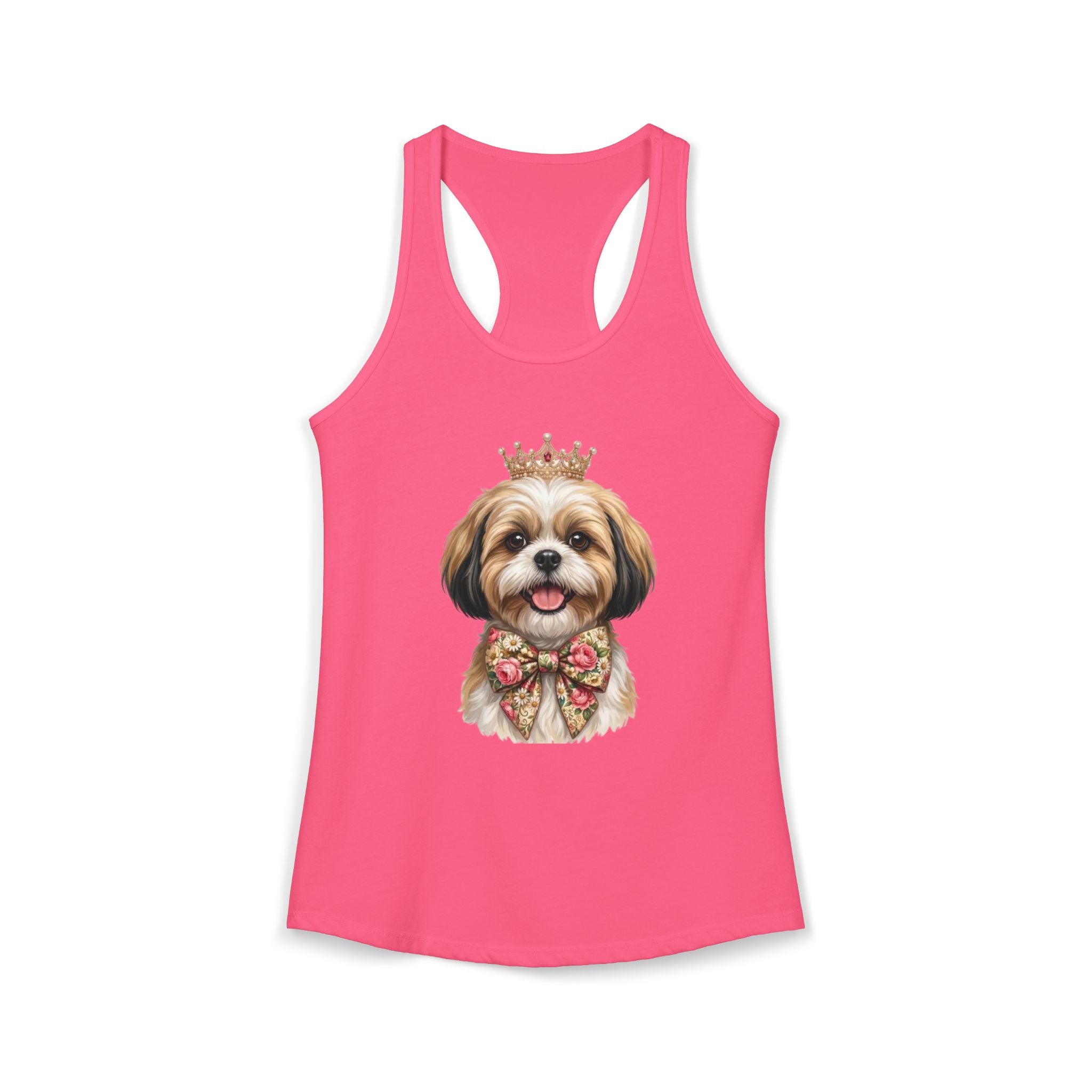 Shih Tzu Queen Racerback Tank — Crown Dog Mom Summer Shirt | FurEverLoved