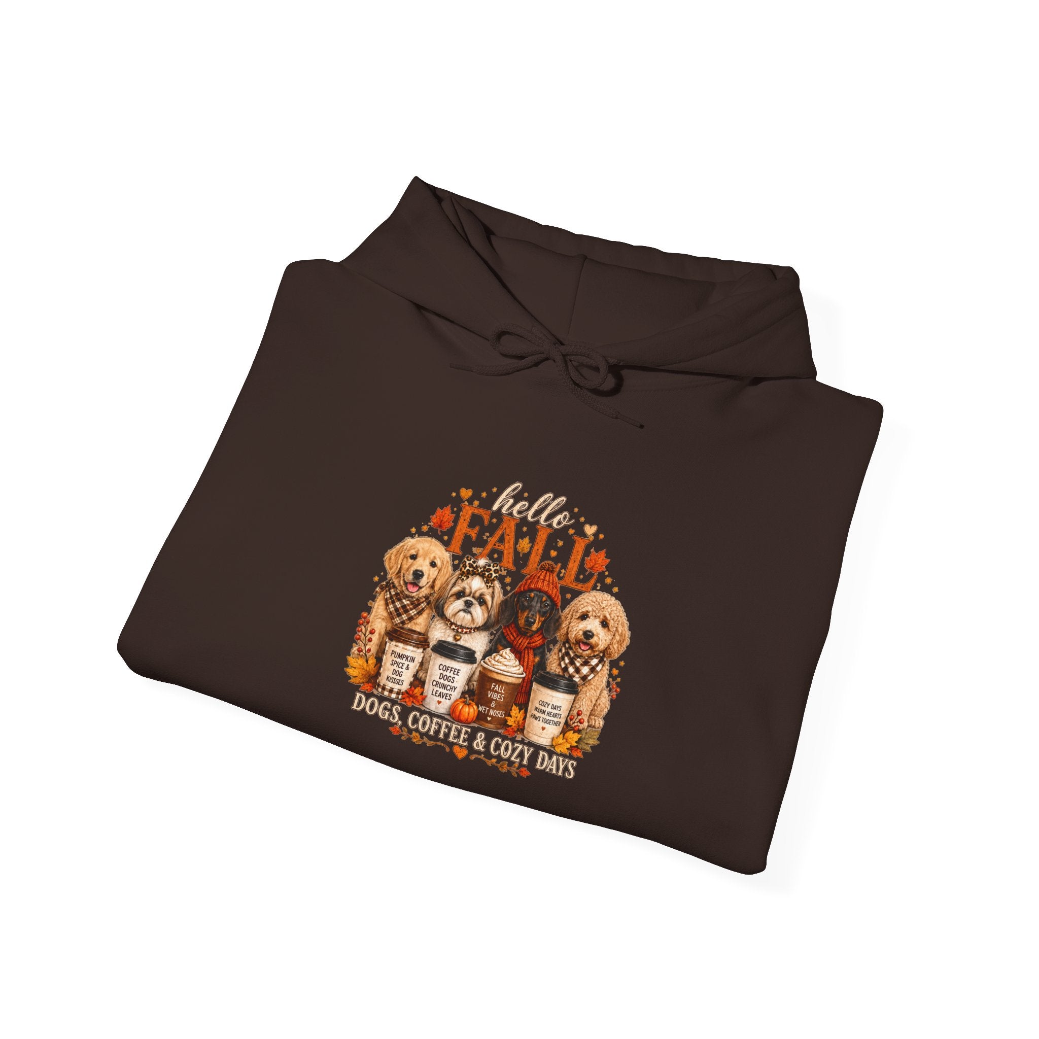 Dog Mom Gift Hoodie — Hello Fall Dogs Coffee & Cozy Days Pullover | FurEverLoved