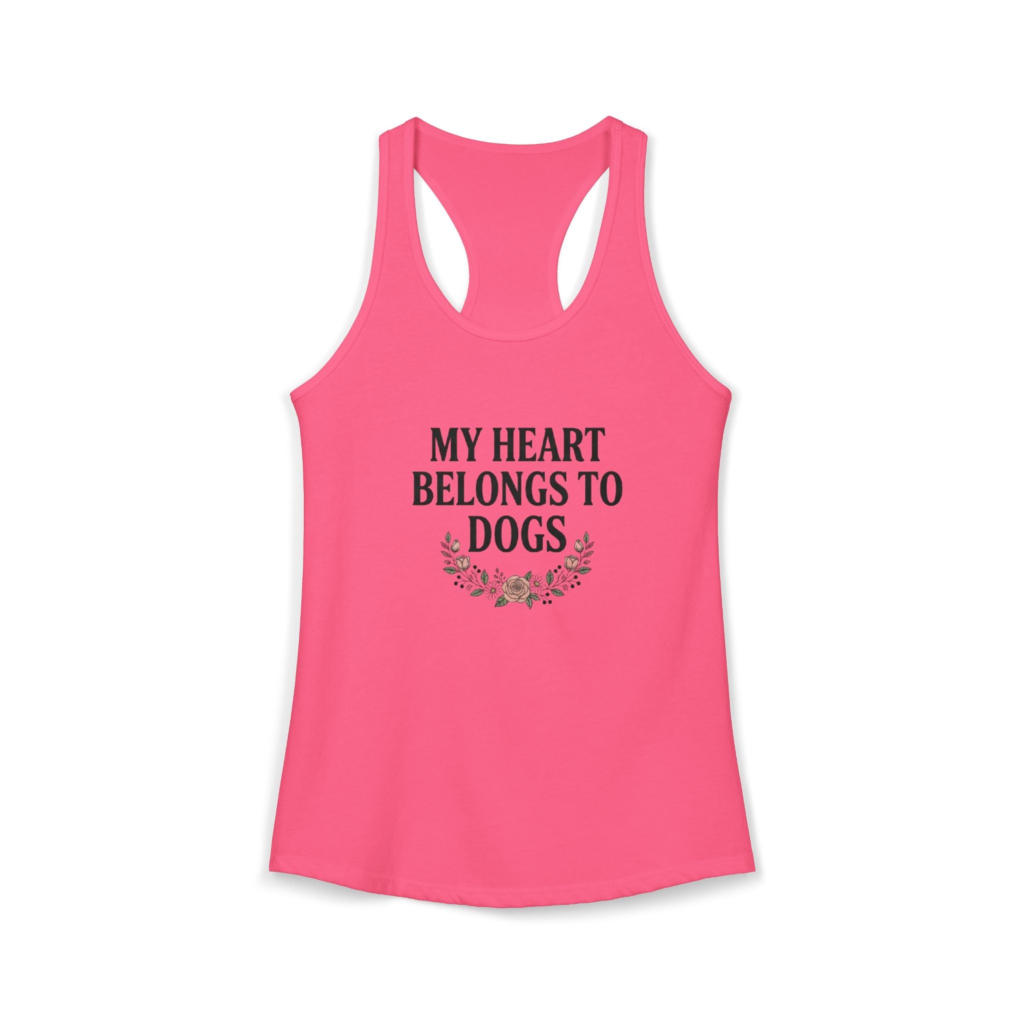My Heart Belongs to Dogs Tank – Dog Mom Floral Racerback