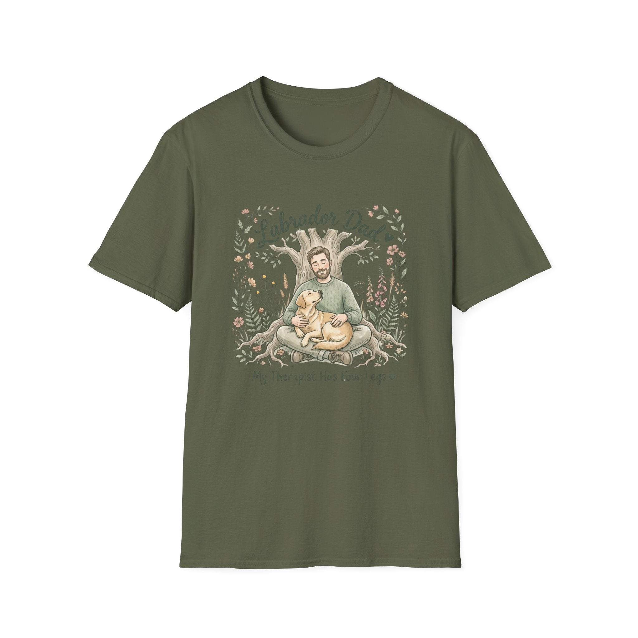 Labrador Dad T-Shirt — My Therapist Has Four Legs | Cottagecore Botanical Lab Tee