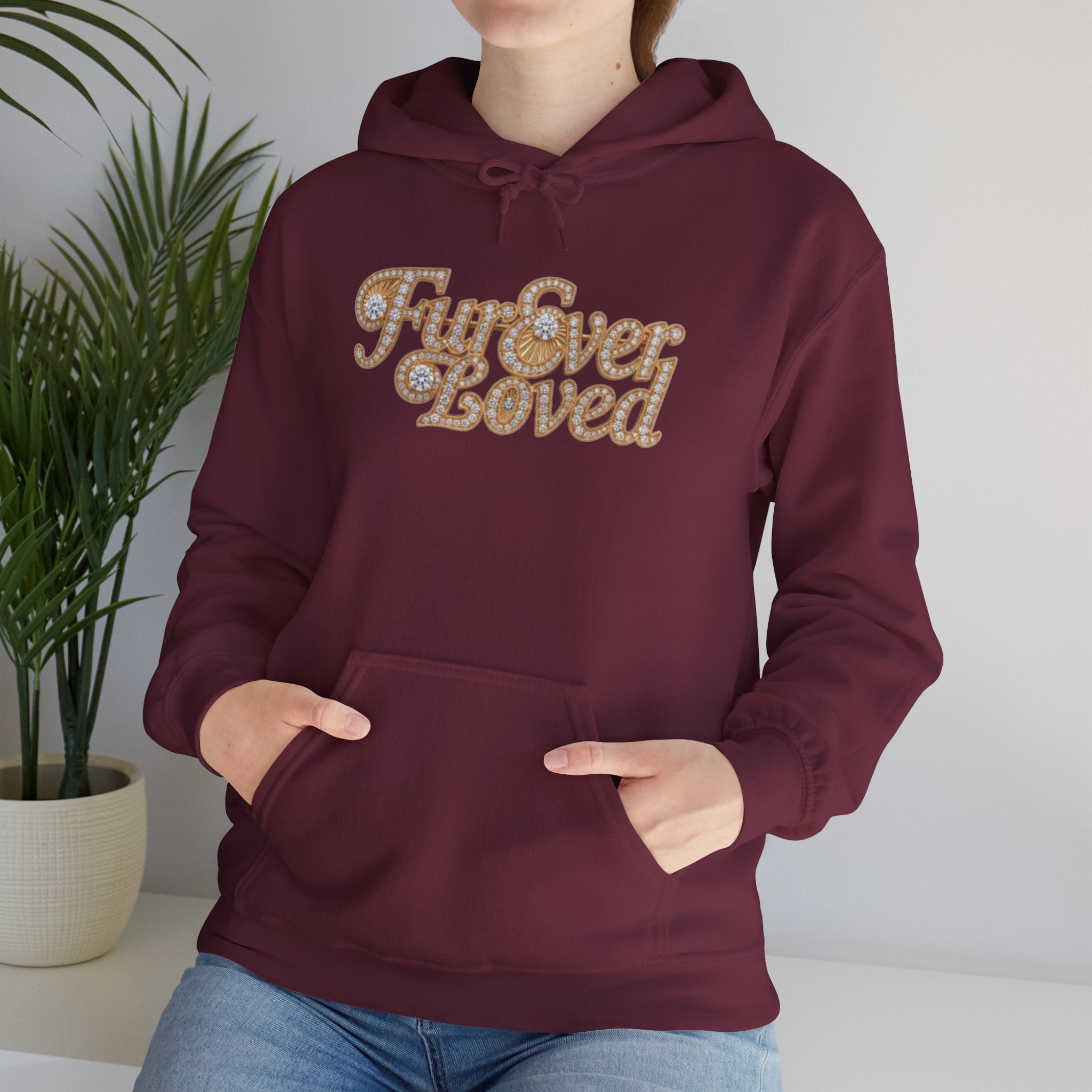 Fur Ever Loved Hoodie — Retro Glitter Script Pullover | FurEverLoved