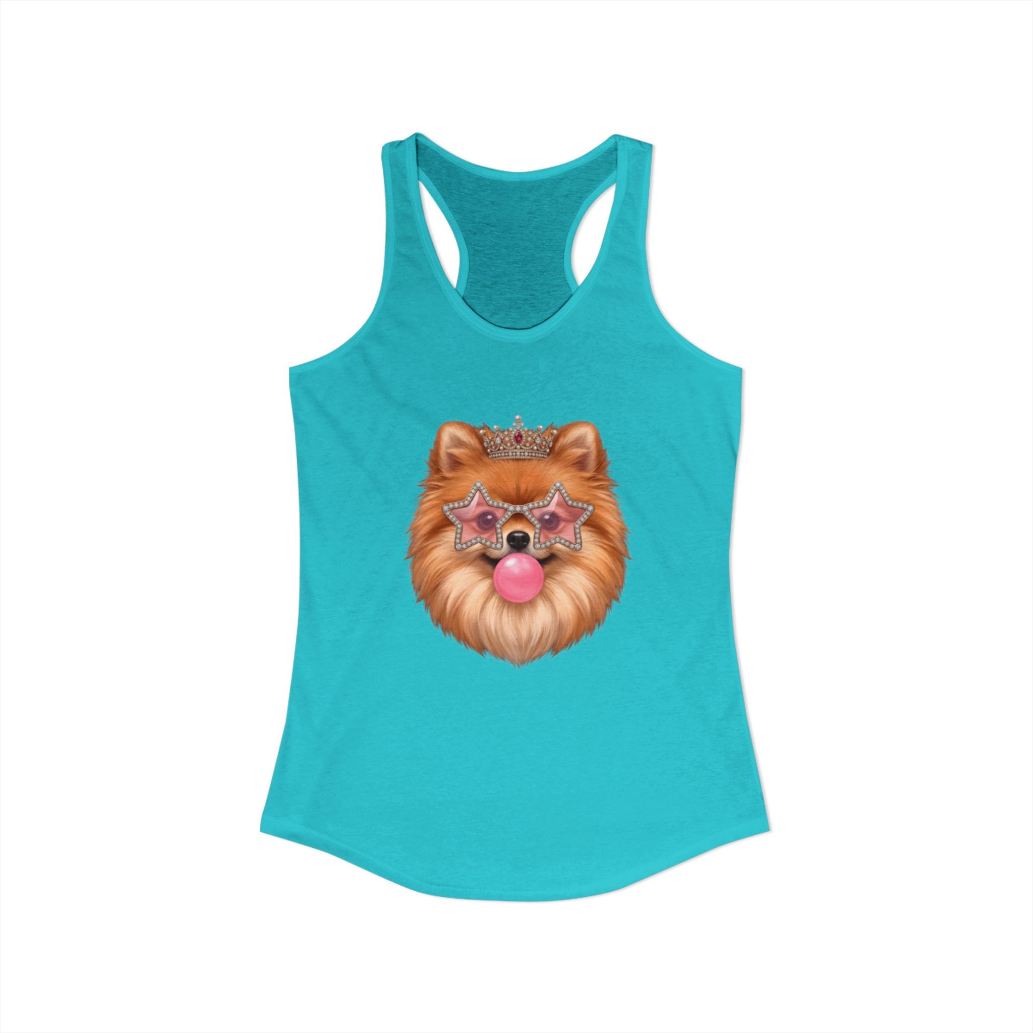 Sassy Pomeranian Racerback Tank — Bubblegum Pom Dog Mom Summer Shirt | FurEverLoved