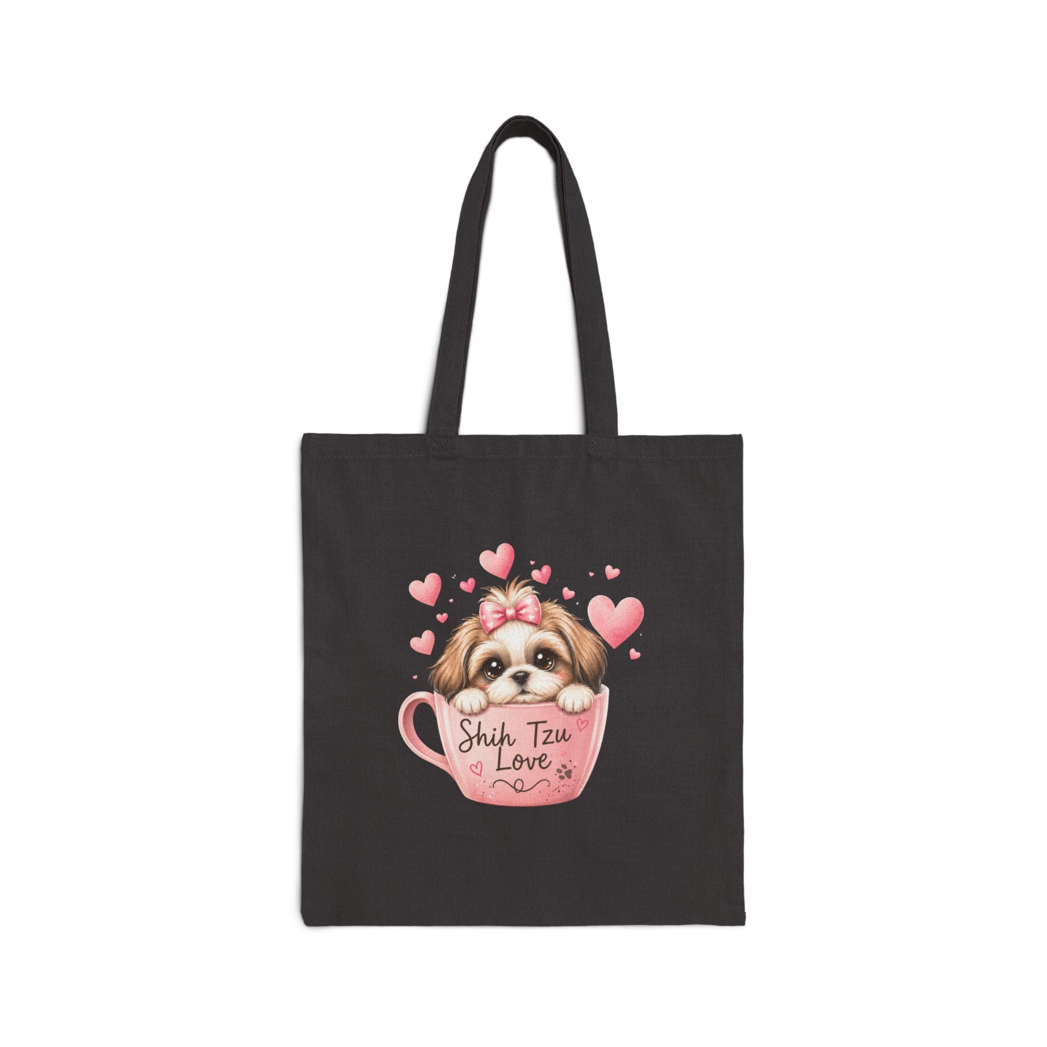 Shih Tzu Love Tote Bag — Kawaii Coquette Dog Mom Canvas Bag | FurEverLoved