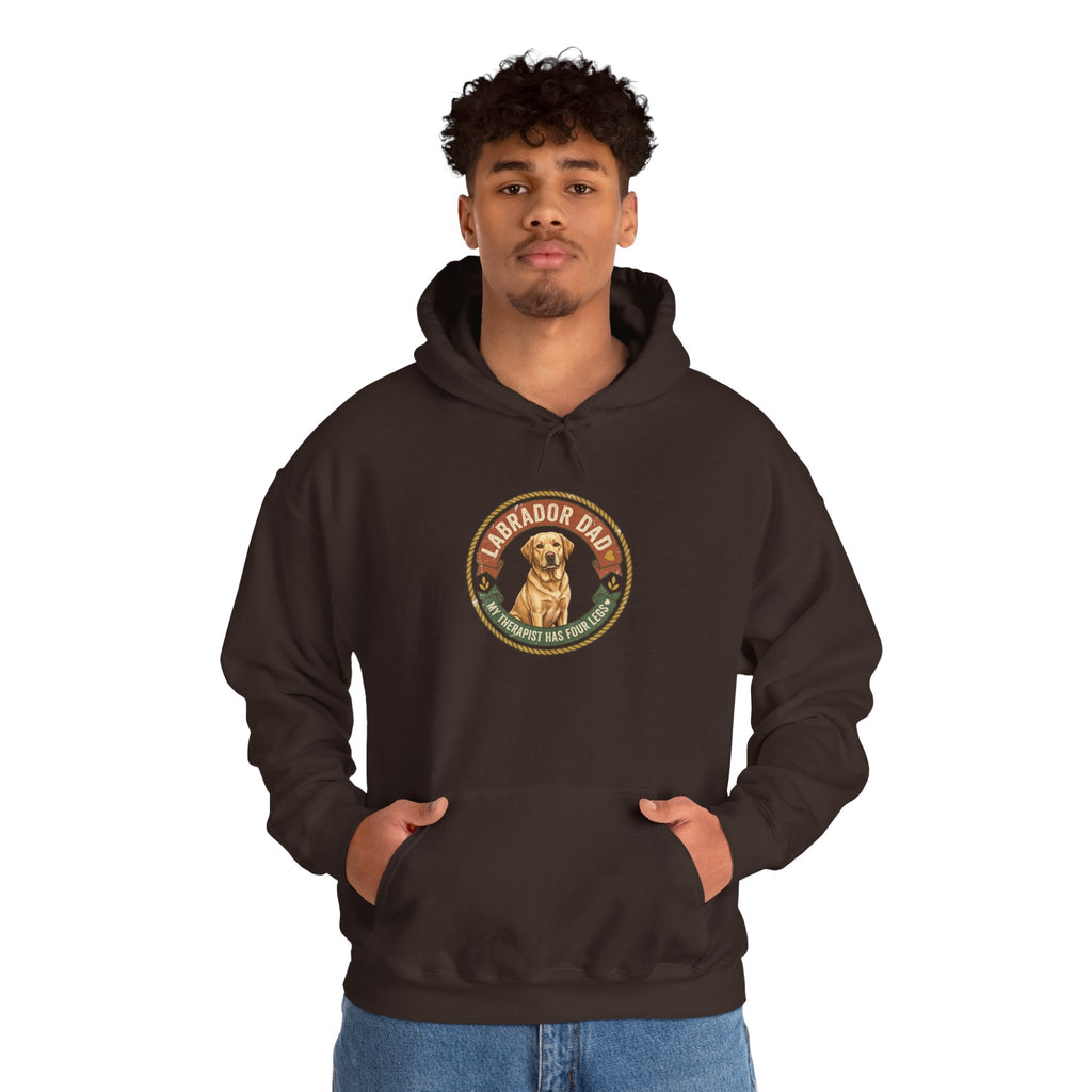 Labrador Dad Hoodie — My Therapist Has Four Legs | Vintage Badge Lab Dad Sweatshirt | FurEverLoved