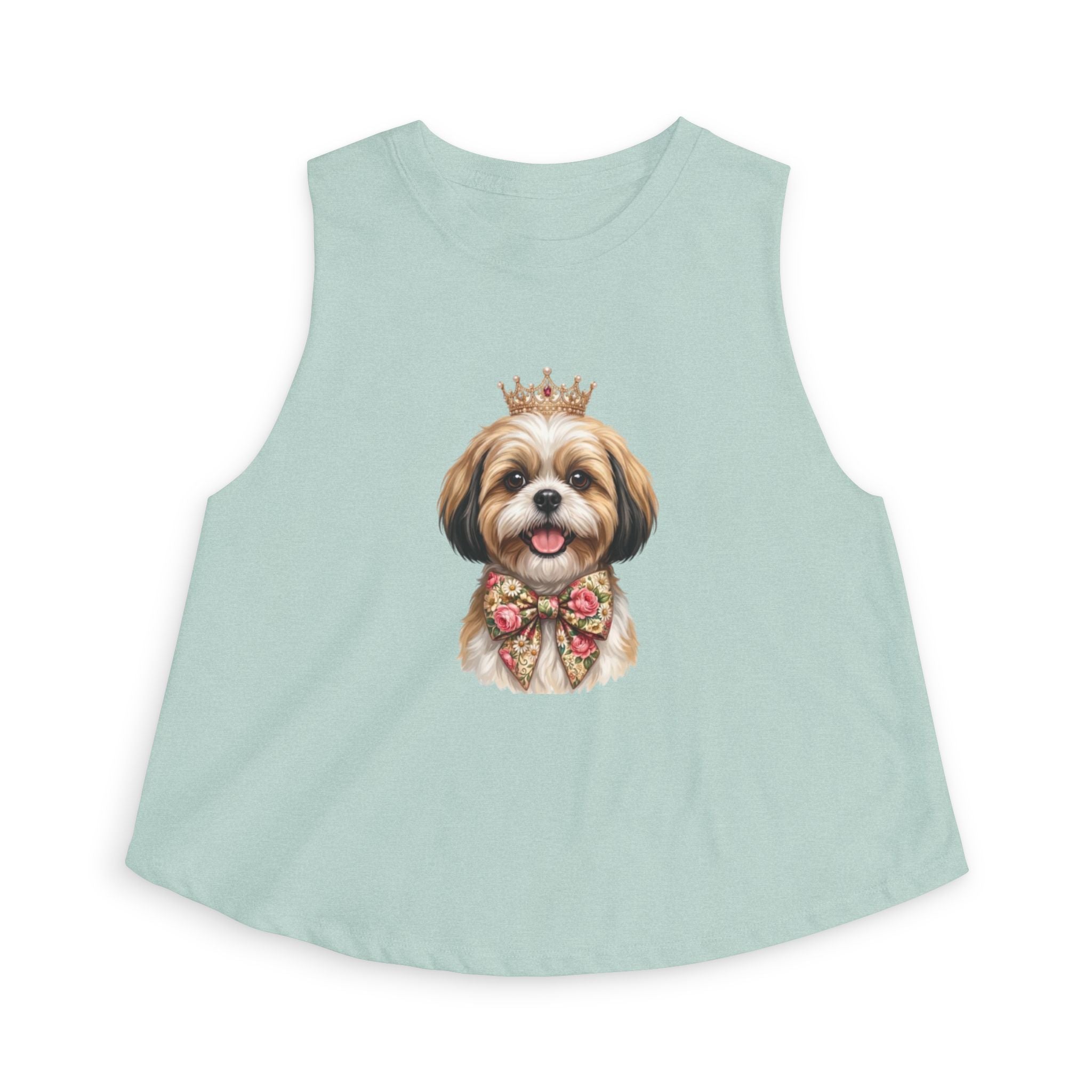 Shih Tzu Queen Crop Tank — Crown Dog Mom Cropped Shirt | FurEverLoved