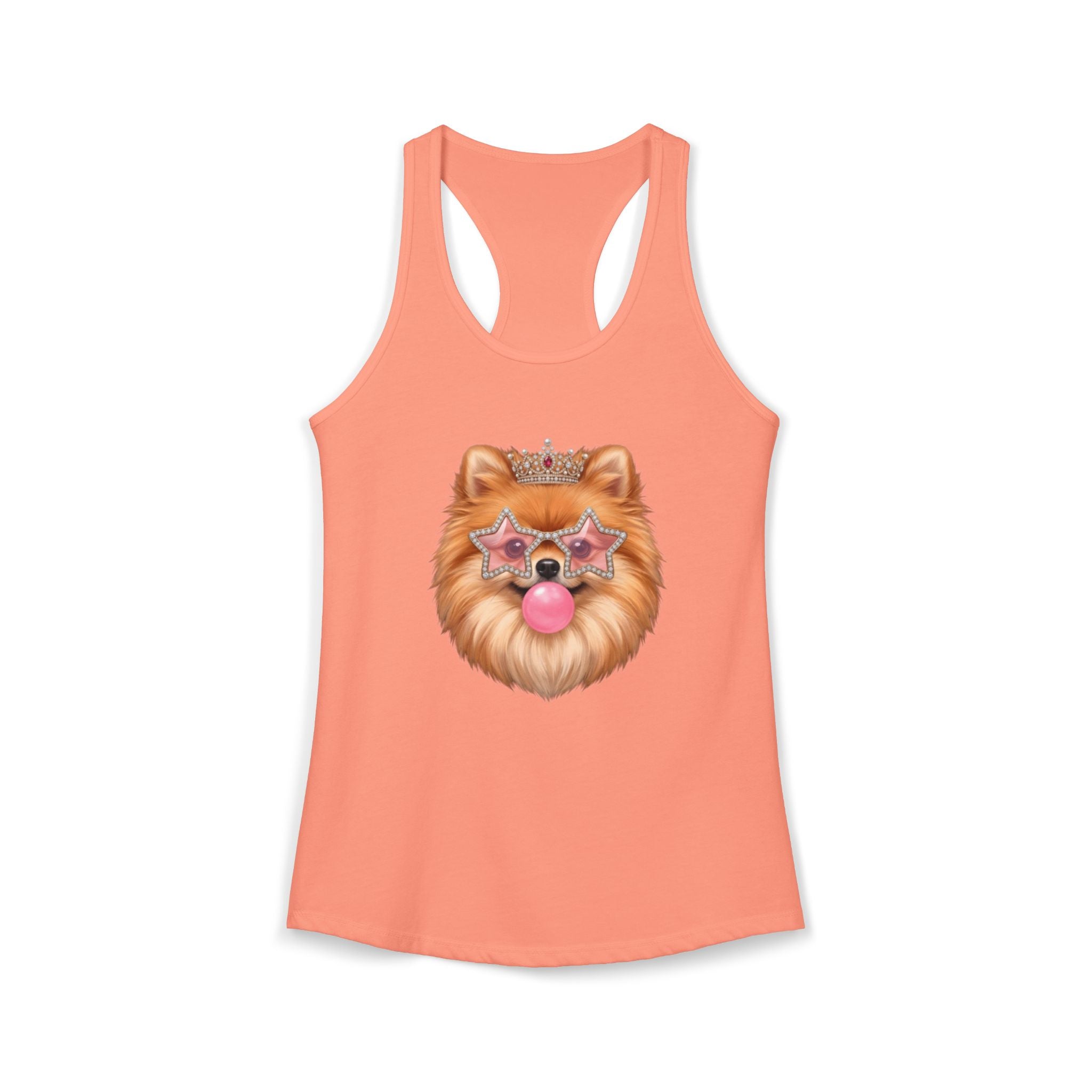 Sassy Pomeranian Racerback Tank — Bubblegum Pom Dog Mom Summer Shirt | FurEverLoved
