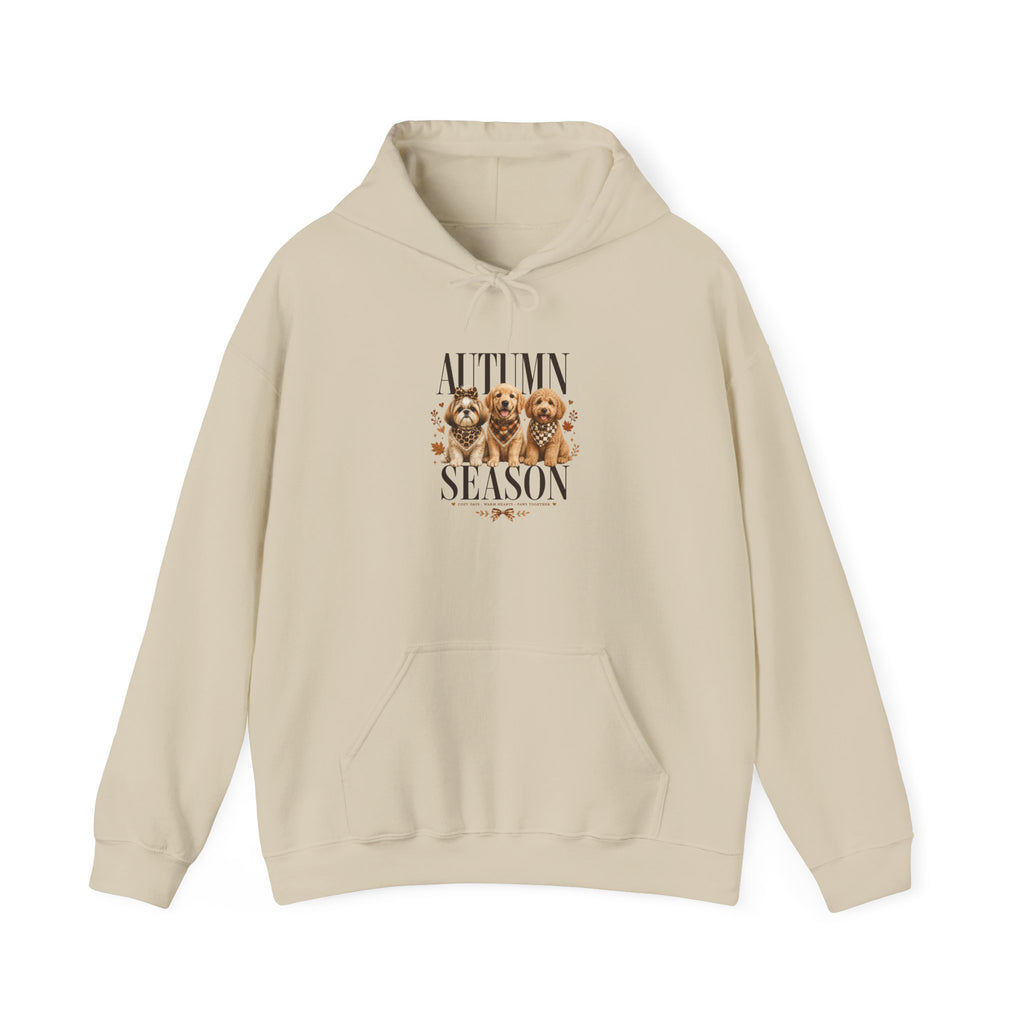 Dog Mom Gift Hoodie — Autumn Season Cozy Puppy Trio Fall Pullover | FurEverLoved