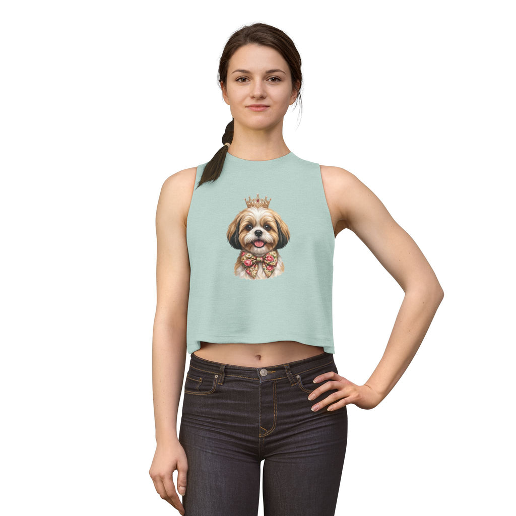 Shih Tzu Queen Crop Tank — Crown Dog Mom Cropped Shirt | FurEverLoved
