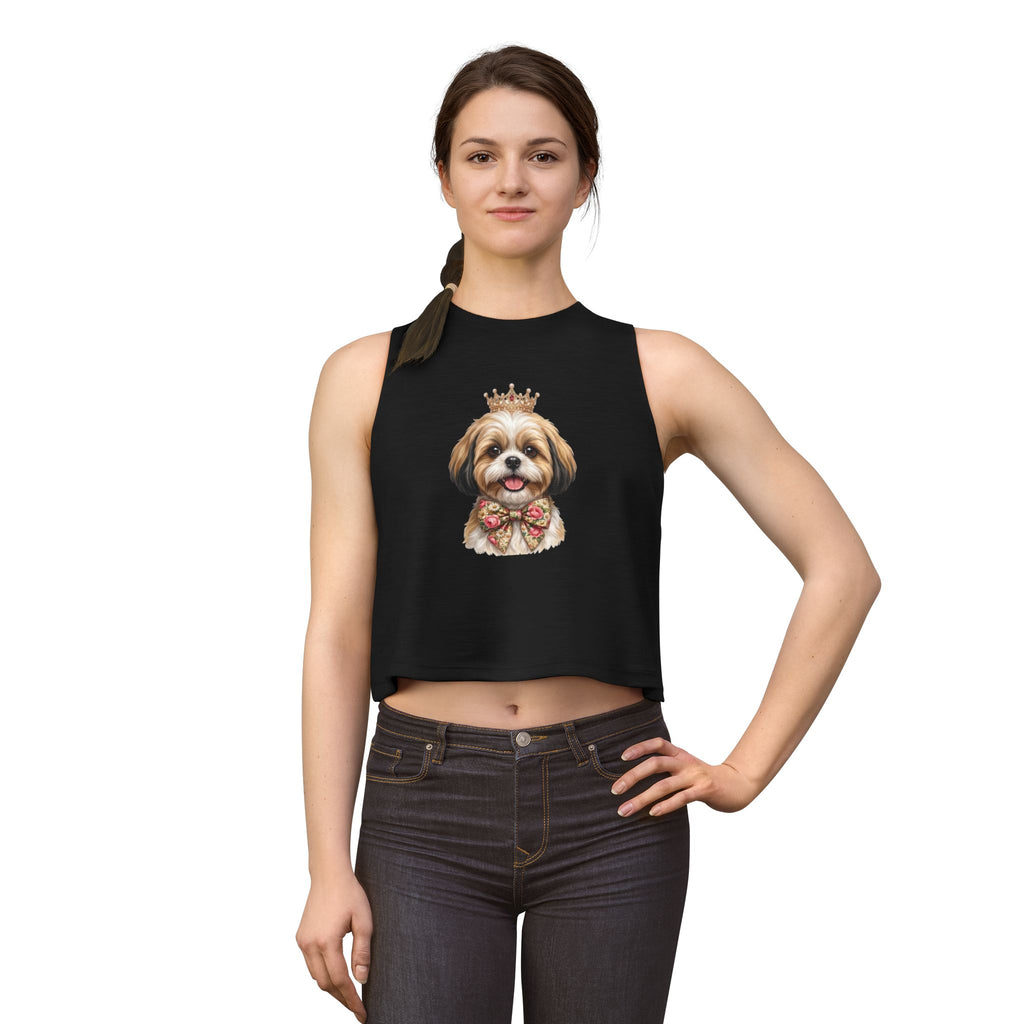 Shih Tzu Queen Crop Tank — Crown Dog Mom Cropped Shirt | FurEverLoved