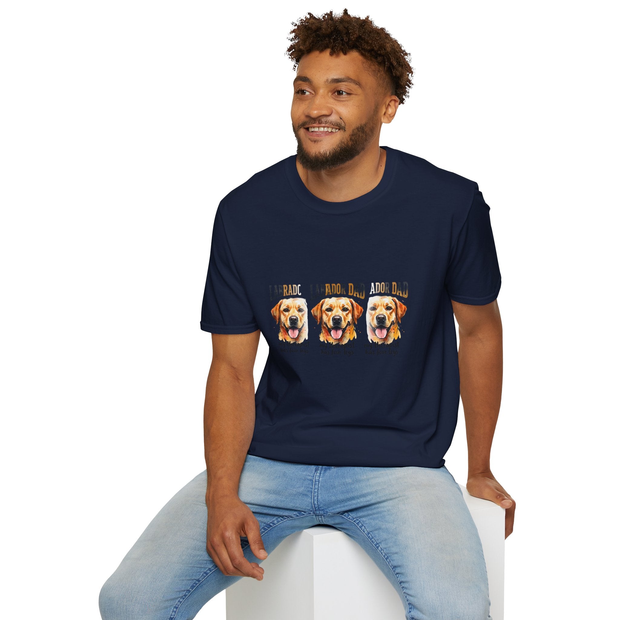 Labrador Dad T-Shirt — My Therapist Has Four Legs | Triple Watercolor Lab Portrait Tee | FurEverLoved