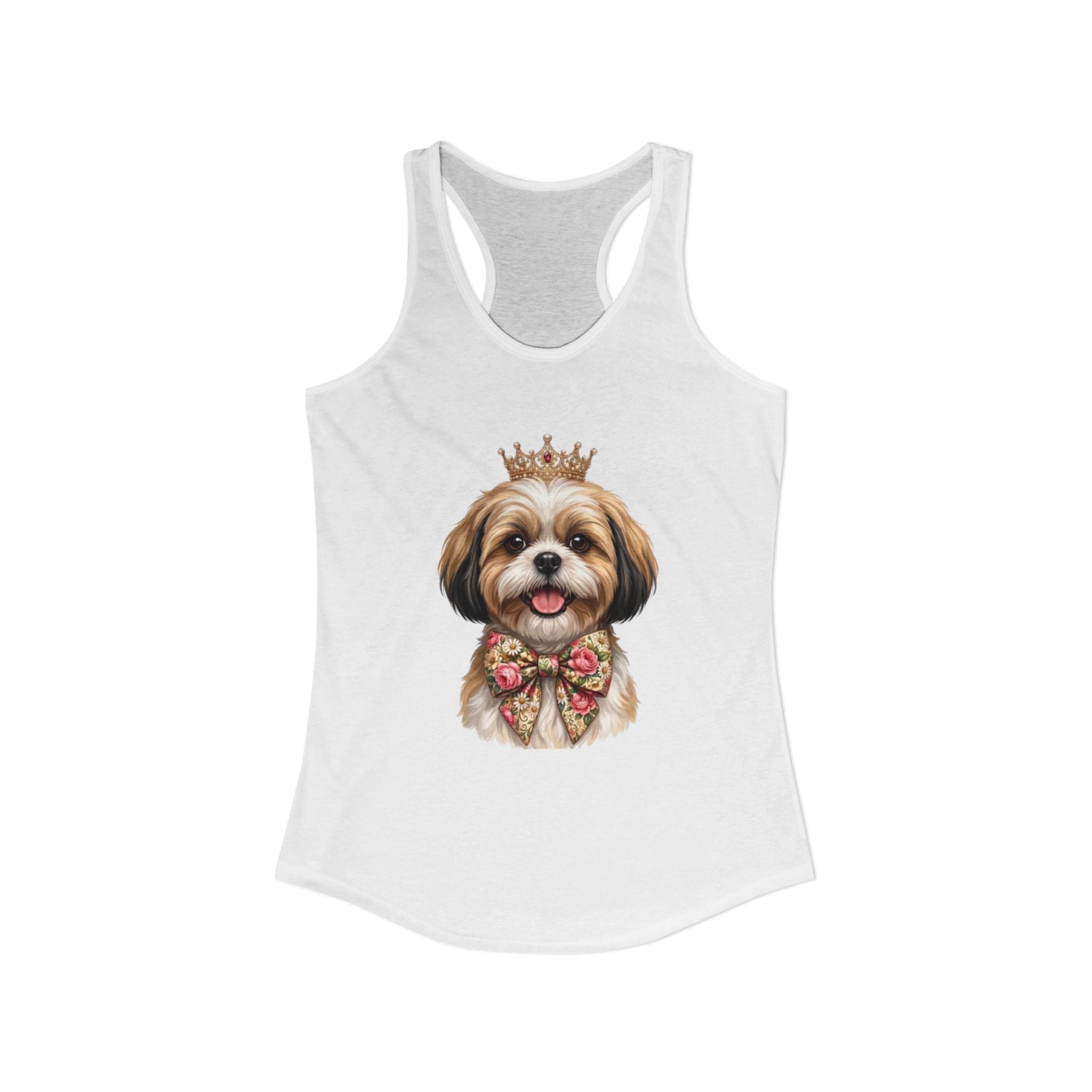 Shih Tzu Queen Racerback Tank — Crown Dog Mom Summer Shirt | FurEverLoved
