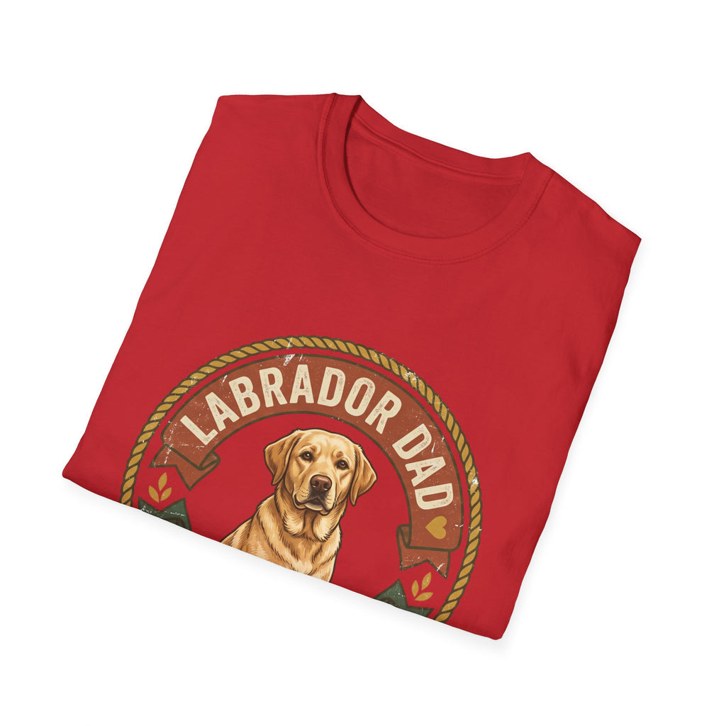 Labrador Dad T-Shirt — My Therapist Has Four Legs | Vintage Badge Rope Circle Lab Tee