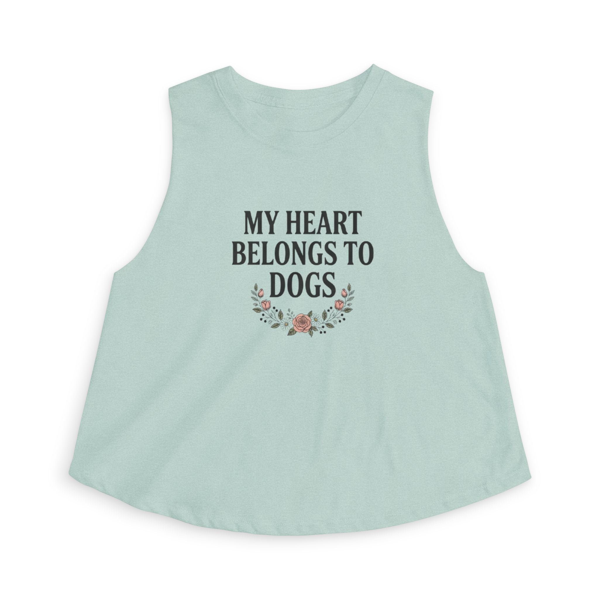 My Heart Belongs to Dogs Crop Tank – Dog Mom Floral Top