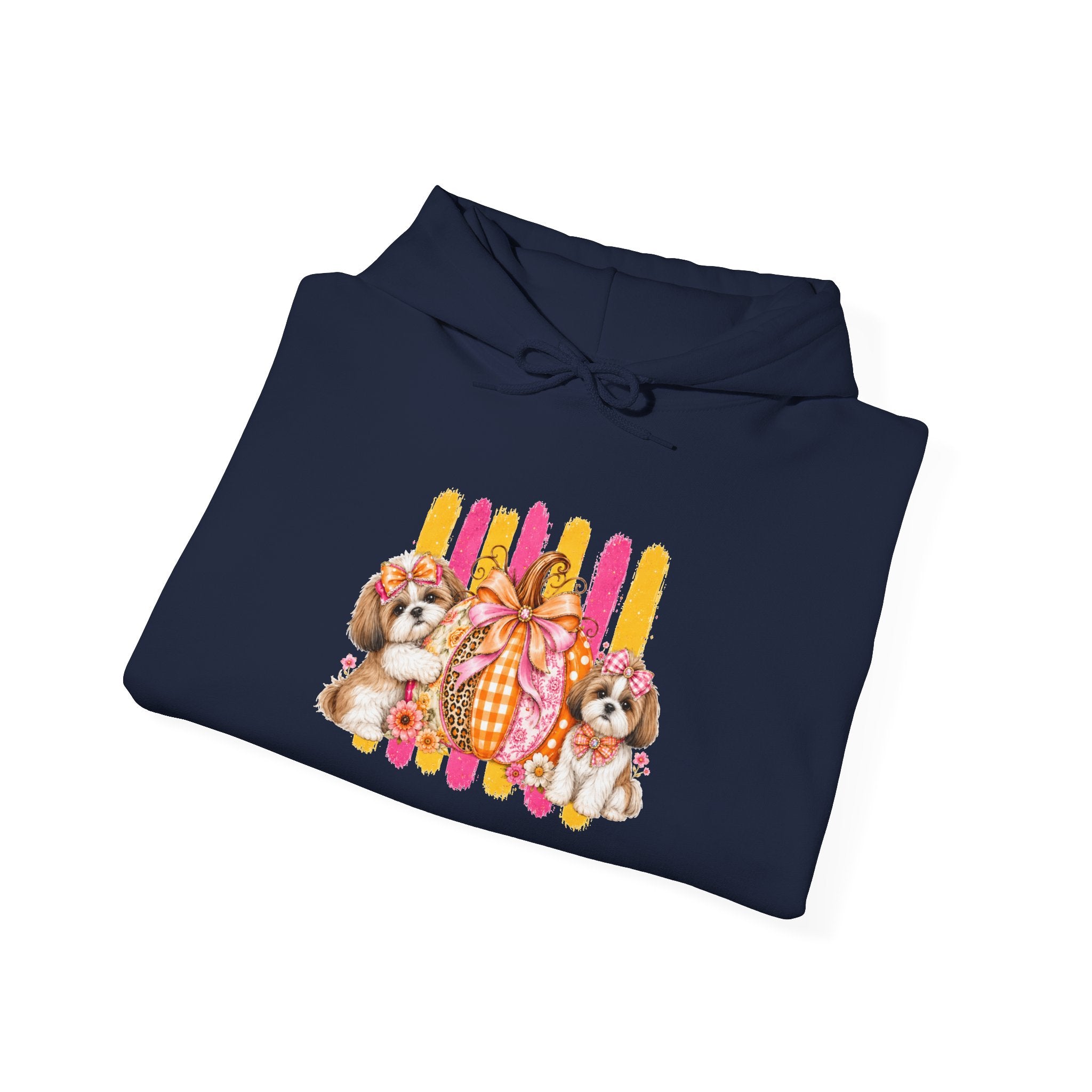 Shih Tzu Mom Gift Hoodie — Pumpkin Bow Fall Graphic Pullover | FurEverLoved