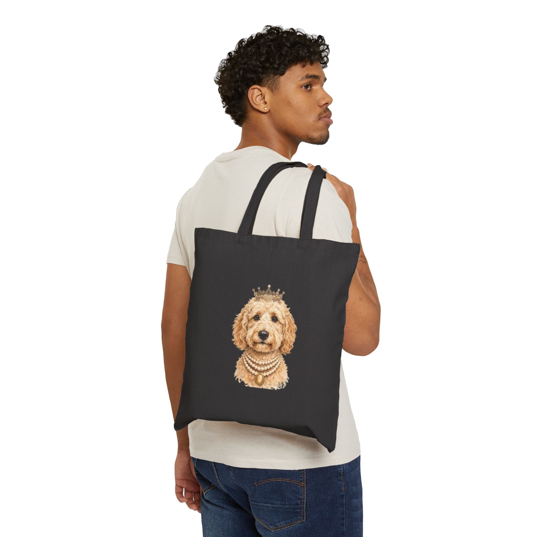 Royal Goldendoodle Tote Bag | Crowned Doodle Dog Canvas Tote | FureverLoved | Goldendoodle Mom Gift | Cute Dog Lover Bag