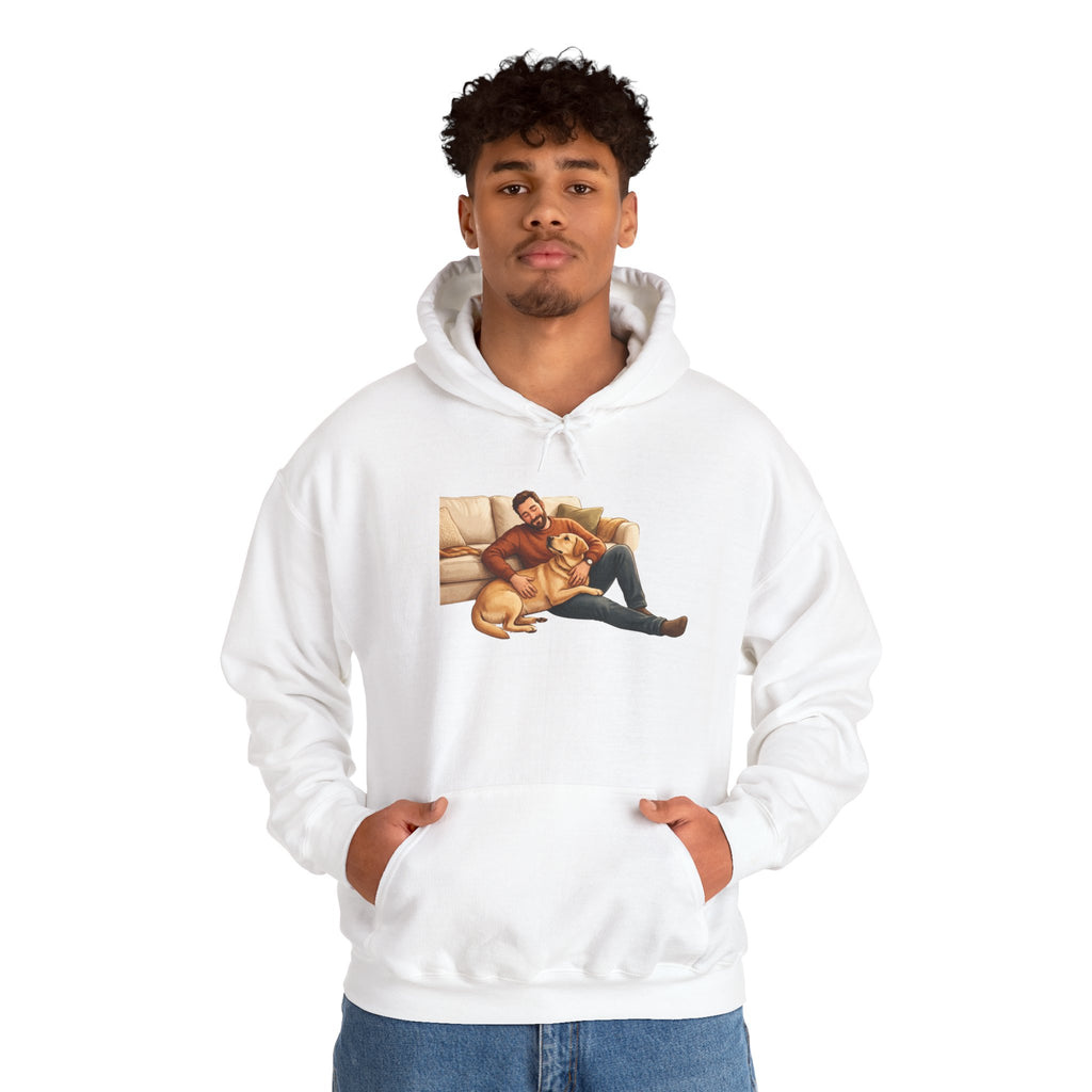 Dog Dad Hoodie — Man & His Lab Couch Cuddles | Cozy Labrador Dad Sweatshirt | FurEverLoved