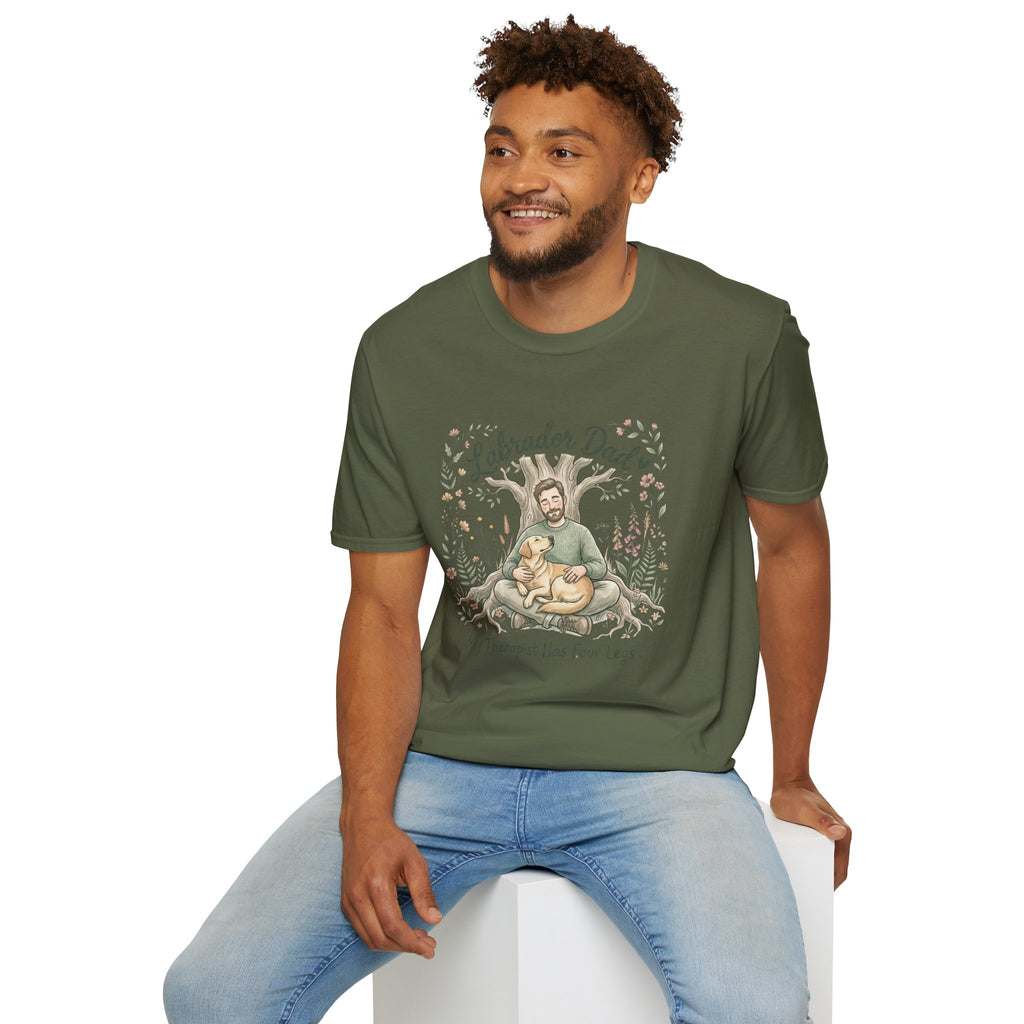 Labrador Dad T-Shirt — My Therapist Has Four Legs | Cottagecore Botanical Lab Tee