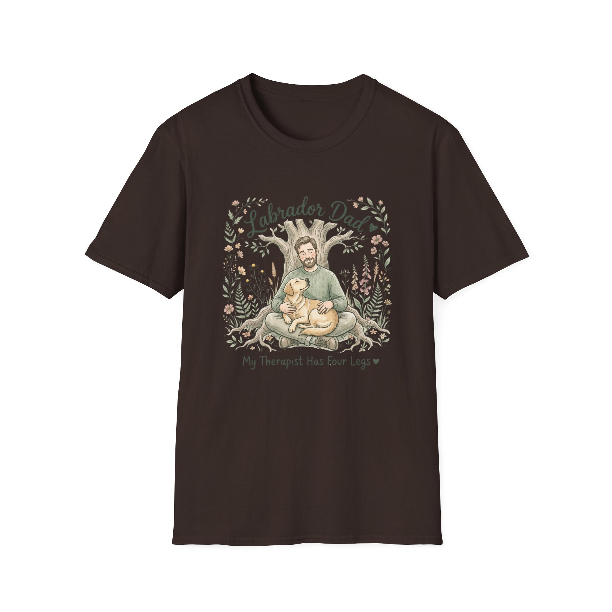 Labrador Dad T-Shirt — My Therapist Has Four Legs | Cottagecore Botanical Lab Tee
