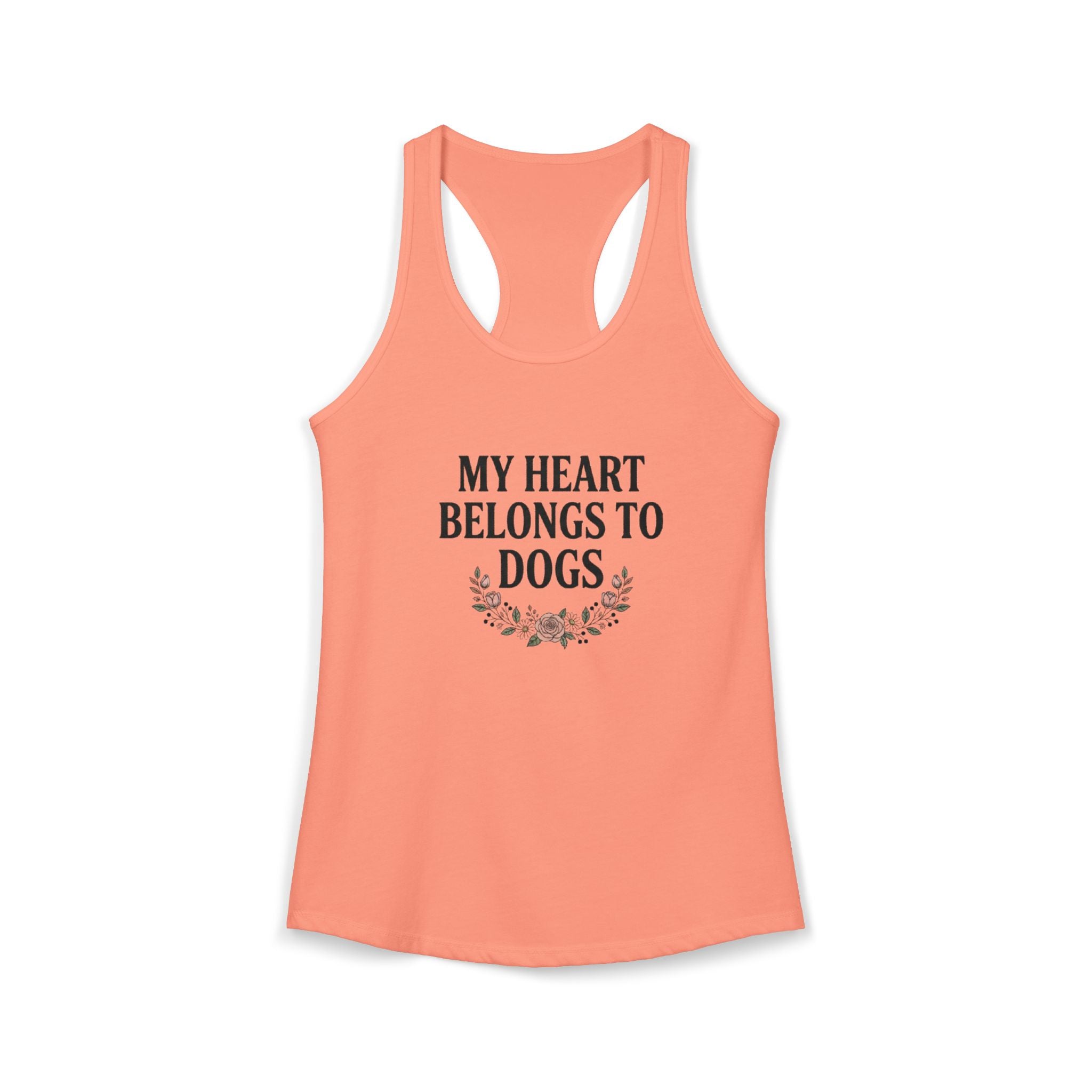 My Heart Belongs to Dogs Tank – Dog Mom Floral Racerback