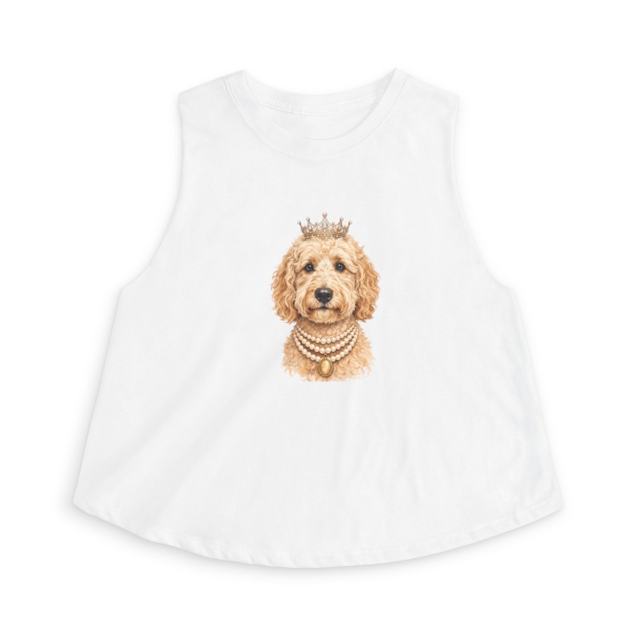 Royal Goldendoodle Crop Tank Top | Doodle Dog Cropped Racerback | FureverLoved | Goldendoodle Mom Gift | Cute Dog Lover Crop Top