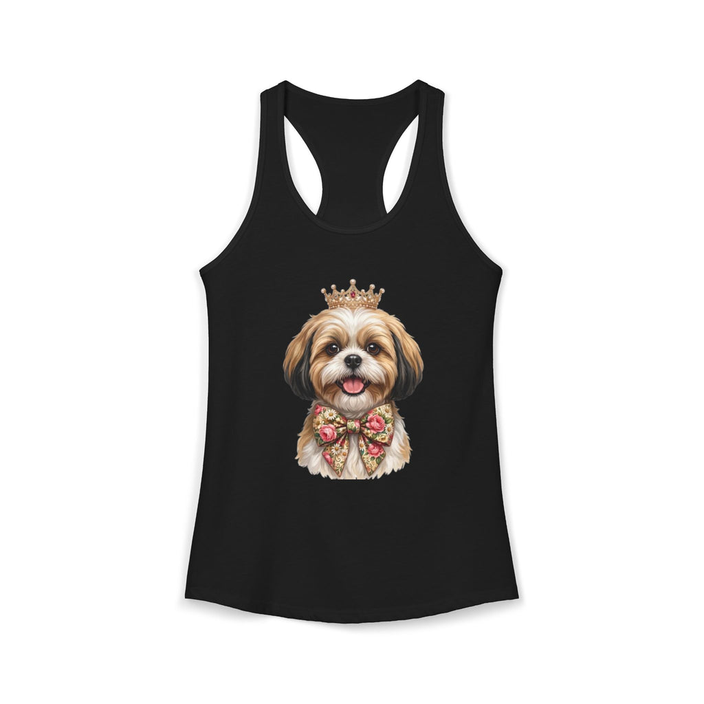 Shih Tzu Queen Racerback Tank — Crown Dog Mom Summer Shirt | FurEverLoved