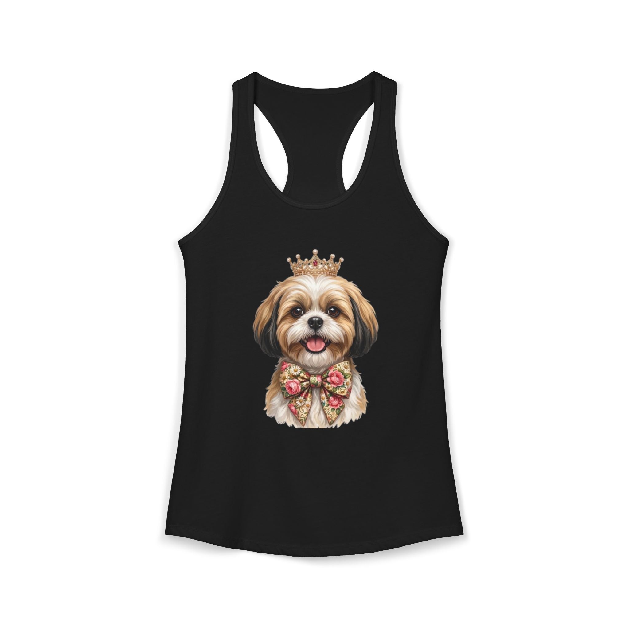 Shih Tzu Queen Racerback Tank — Crown Dog Mom Summer Shirt | FurEverLoved