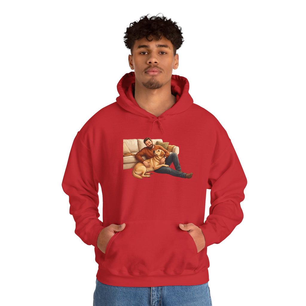 Dog Dad Hoodie — Man & His Lab Couch Cuddles | Cozy Labrador Dad Sweatshirt | FurEverLoved