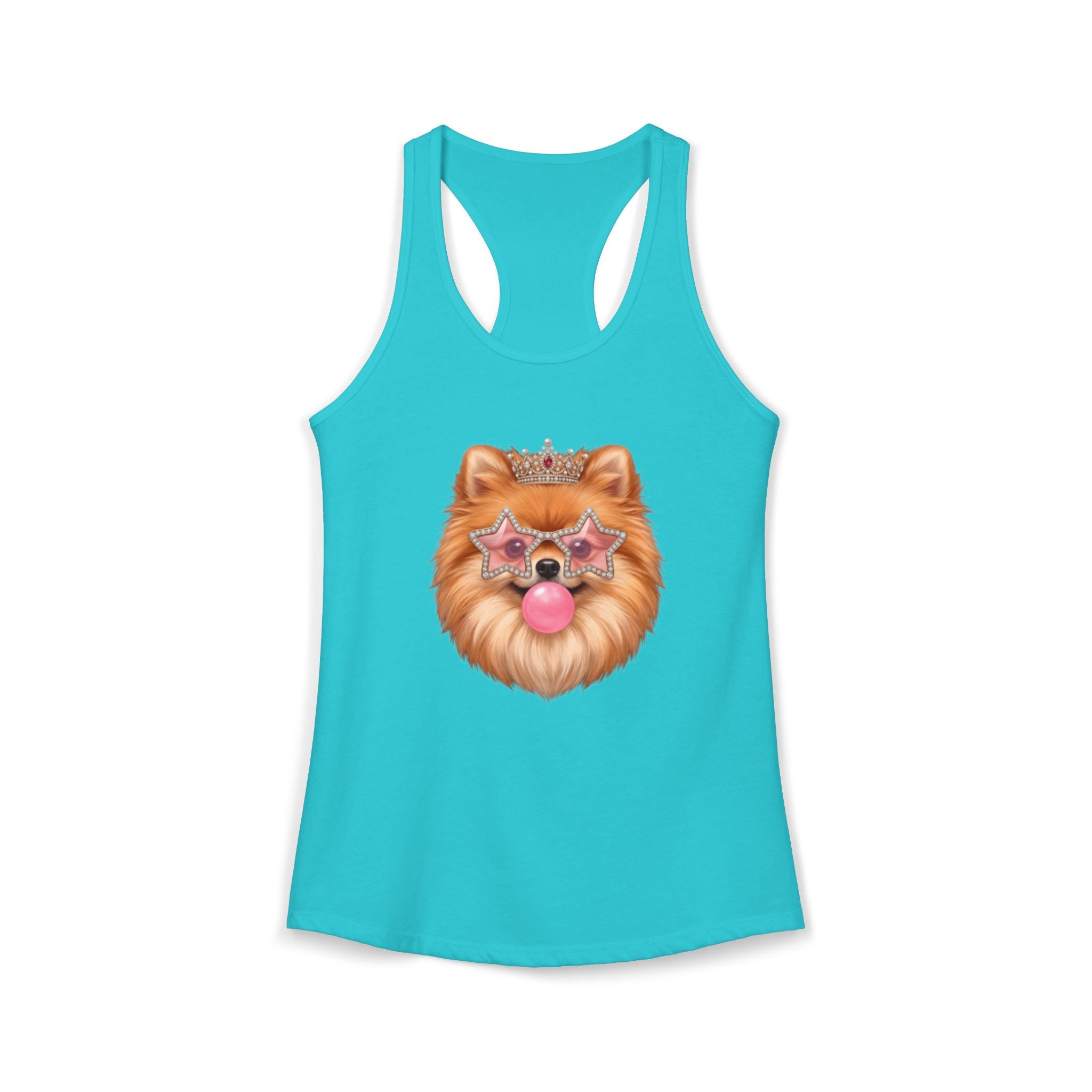 Sassy Pomeranian Racerback Tank — Bubblegum Pom Dog Mom Summer Shirt | FurEverLoved
