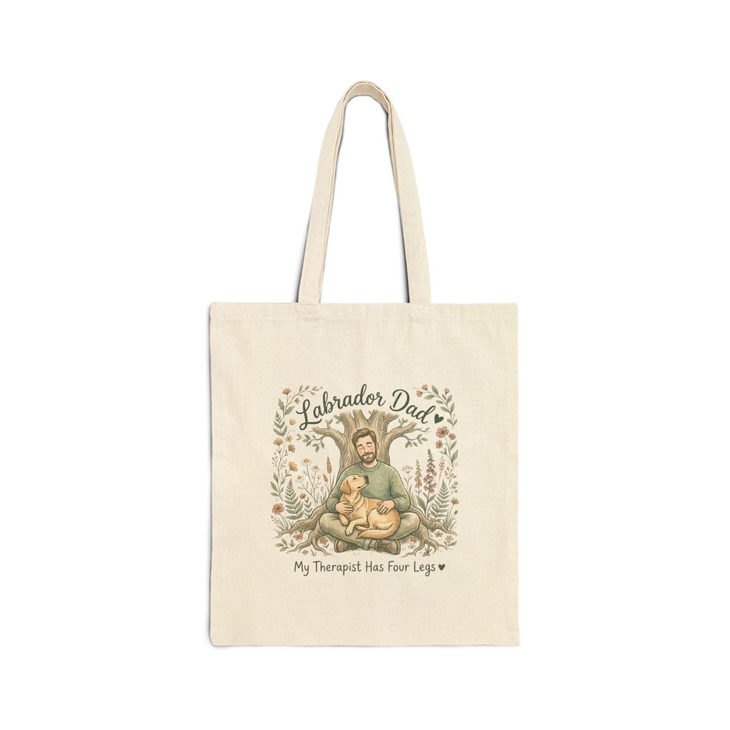 Labrador Dad Tote Bag – My Therapist Has Four Legs | Botanical Nature Lab Dad Gift Canvas Tote