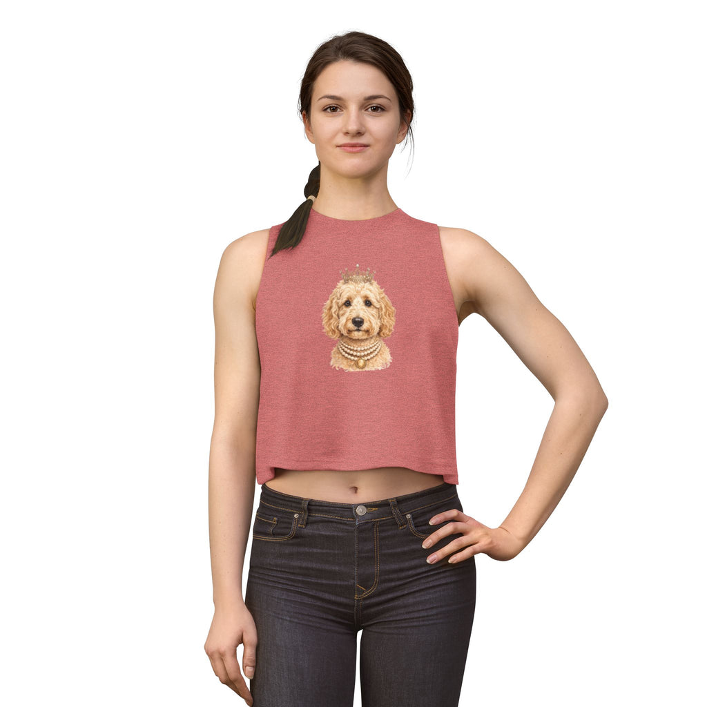 Royal Goldendoodle Crop Tank Top | Doodle Dog Cropped Racerback | FureverLoved | Goldendoodle Mom Gift | Cute Dog Lover Crop Top