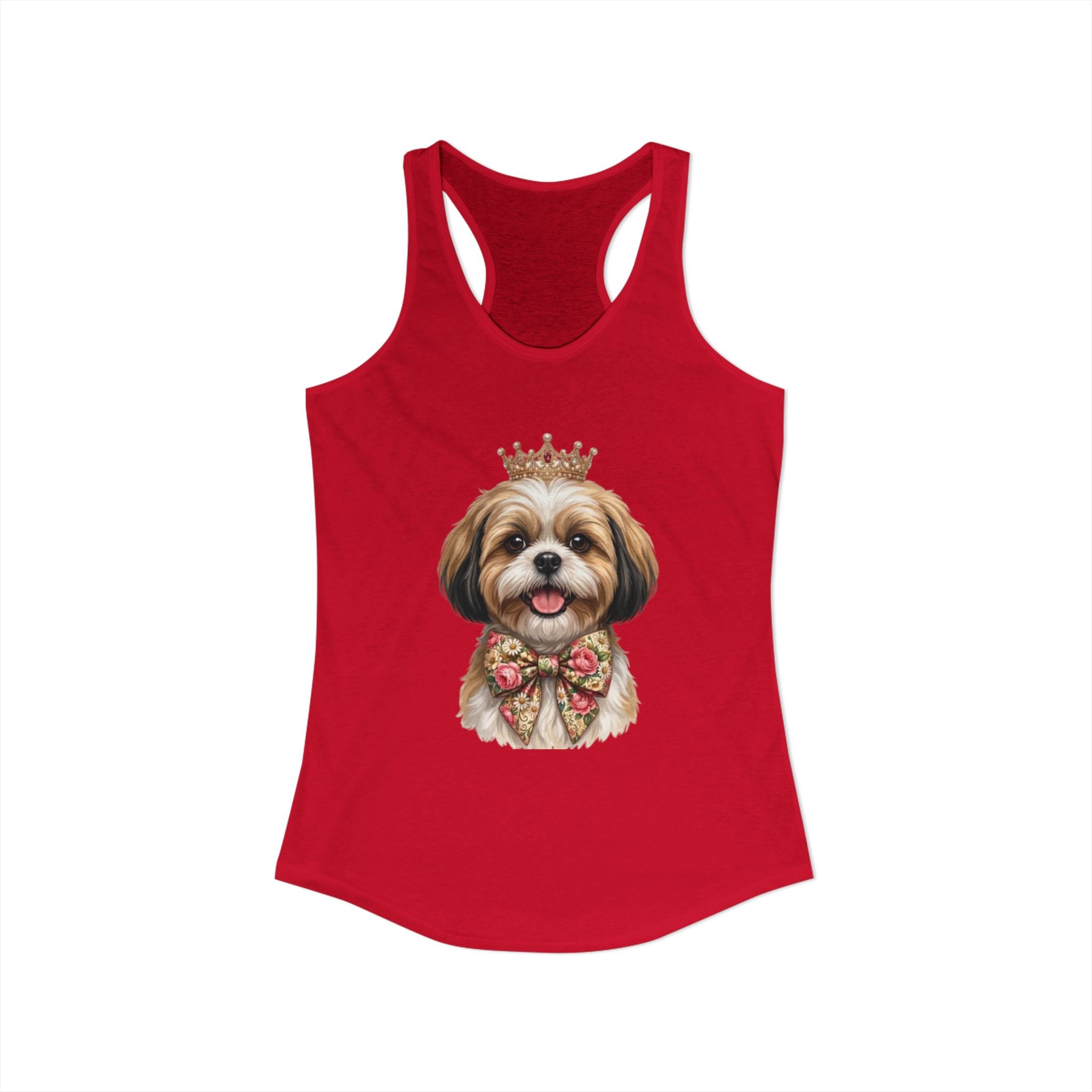 Shih Tzu Queen Racerback Tank — Crown Dog Mom Summer Shirt | FurEverLoved