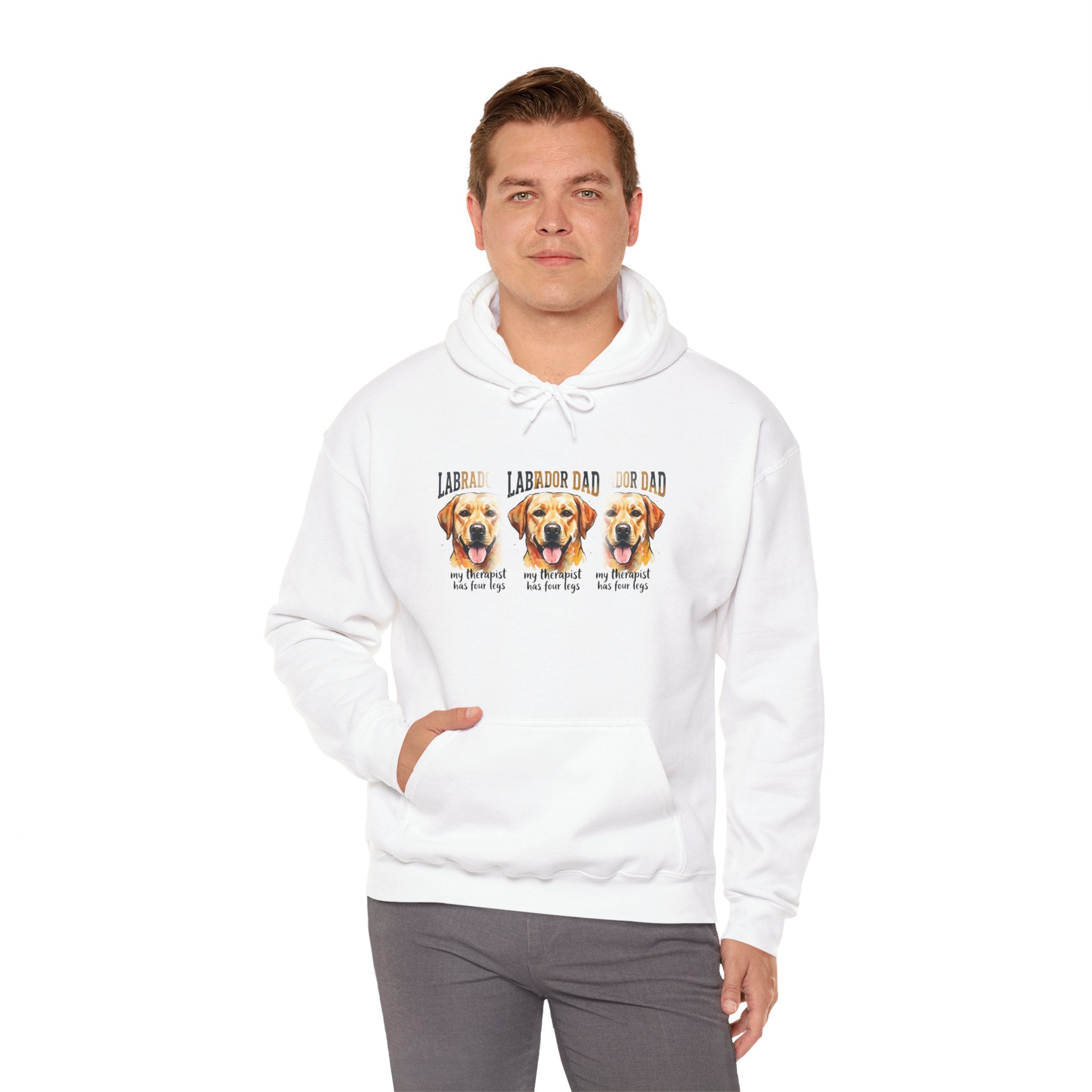 Labrador Dad Hoodie — Cute Yellow Lab Trio Pullover | Triple Lab Portrait Sweatshirt | FurEverLoved