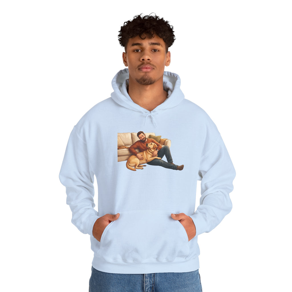 Dog Dad Hoodie — Man & His Lab Couch Cuddles | Cozy Labrador Dad Sweatshirt | FurEverLoved