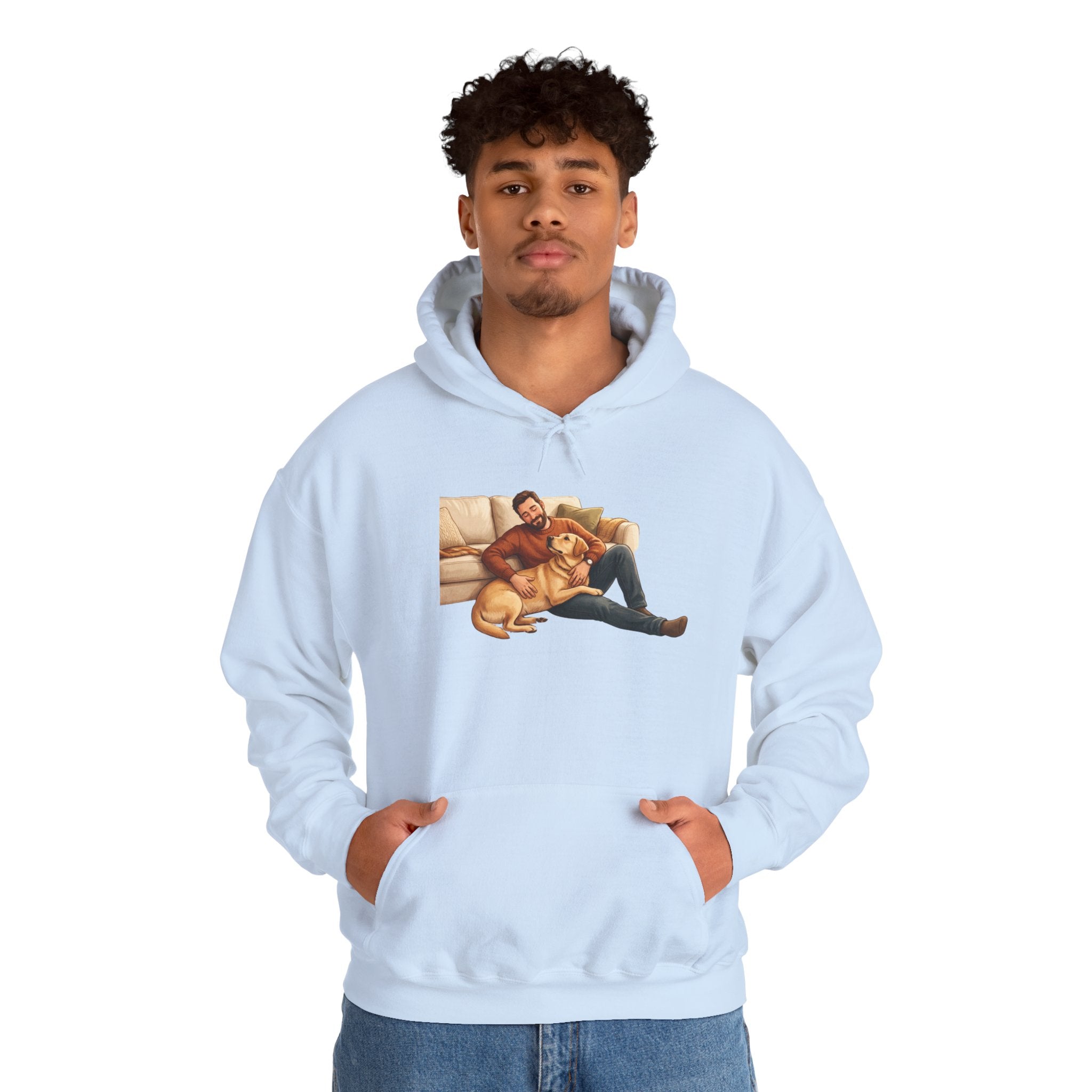 Dog Dad Hoodie — Man & His Lab Couch Cuddles | Cozy Labrador Dad Sweatshirt | FurEverLoved