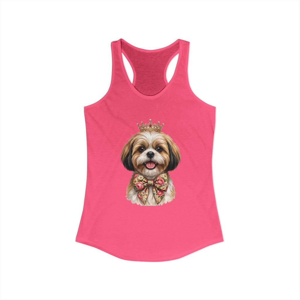 Shih Tzu Queen Racerback Tank — Crown Dog Mom Summer Shirt | FurEverLoved