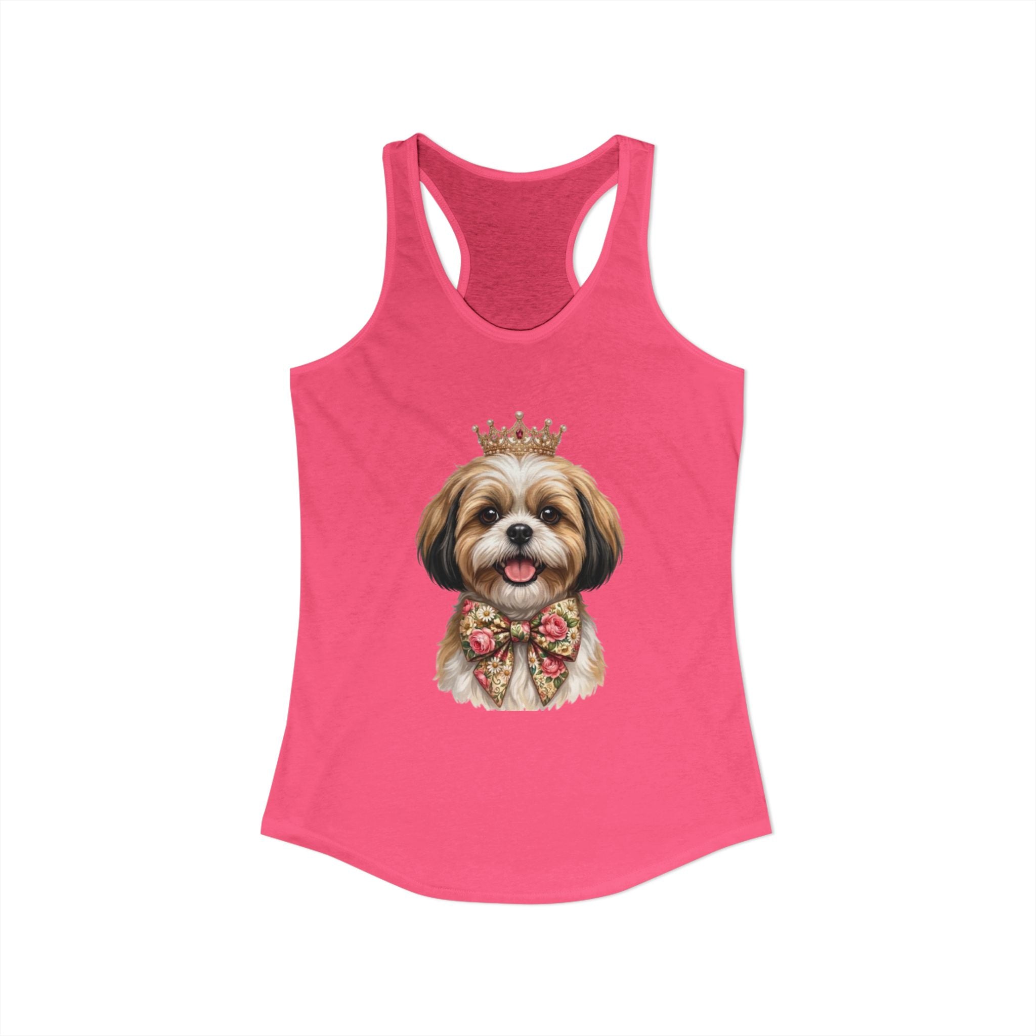 Shih Tzu Queen Racerback Tank — Crown Dog Mom Summer Shirt | FurEverLoved