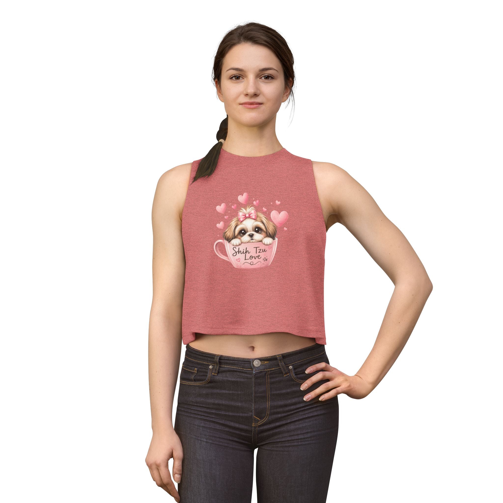 Shih Tzu Love Crop Top — Kawaii Coquette Dog Mom Tank | FurEverLoved