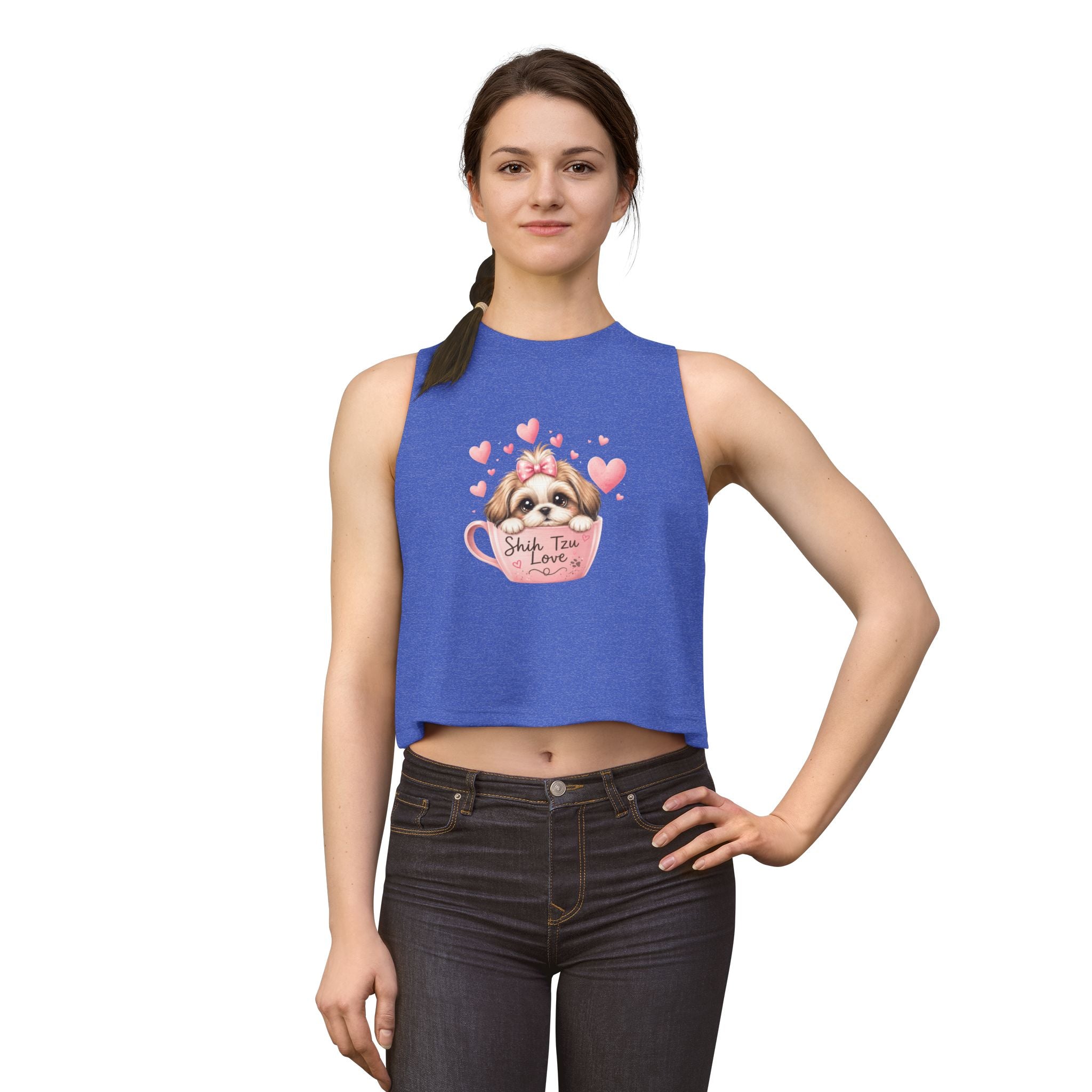 Shih Tzu Love Crop Top — Kawaii Coquette Dog Mom Tank | FurEverLoved