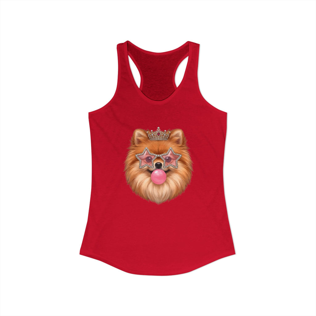 Sassy Pomeranian Racerback Tank — Bubblegum Pom Dog Mom Summer Shirt | FurEverLoved